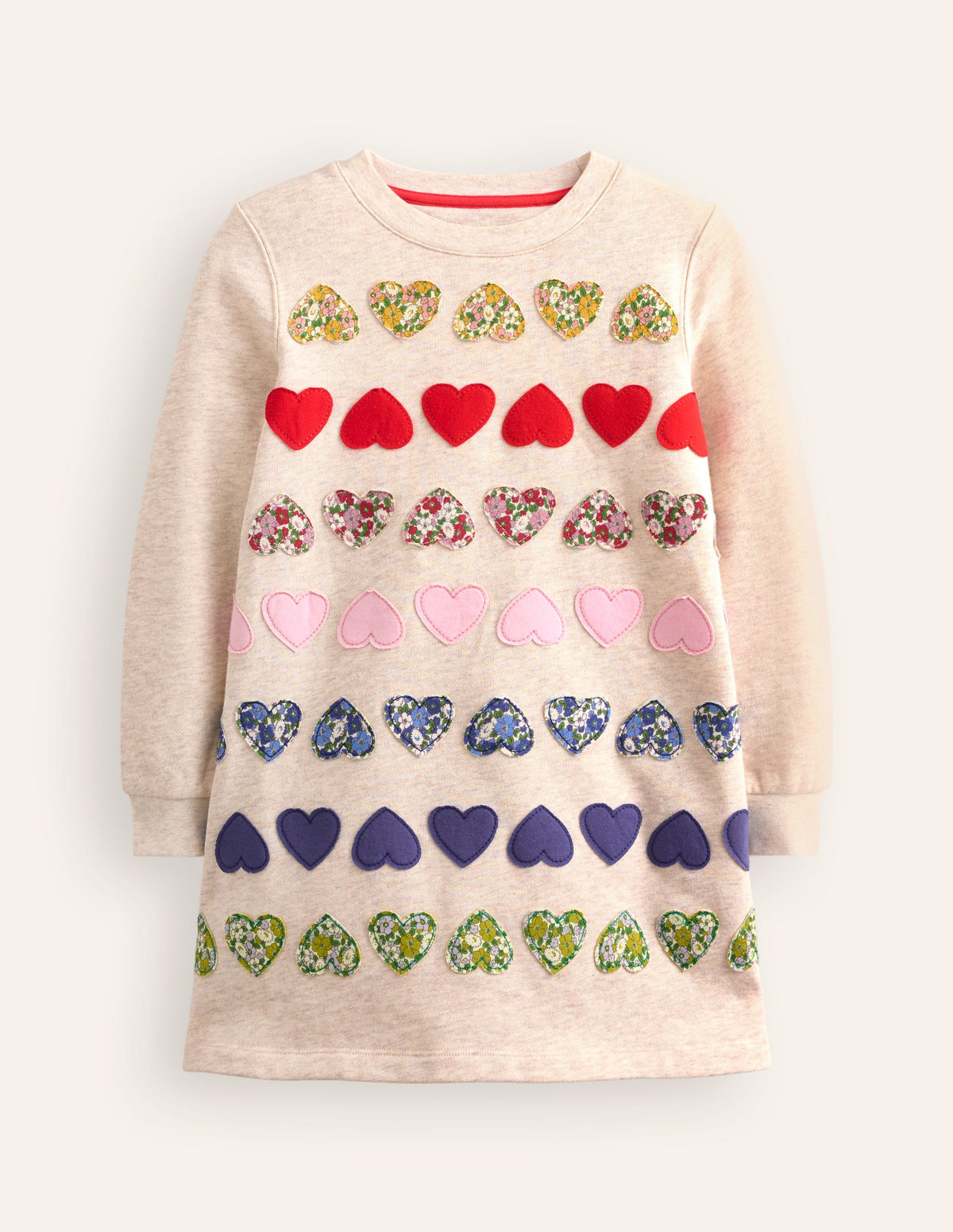 Robe-sweat Ida à appliqué-Cœur avoine chiné-1