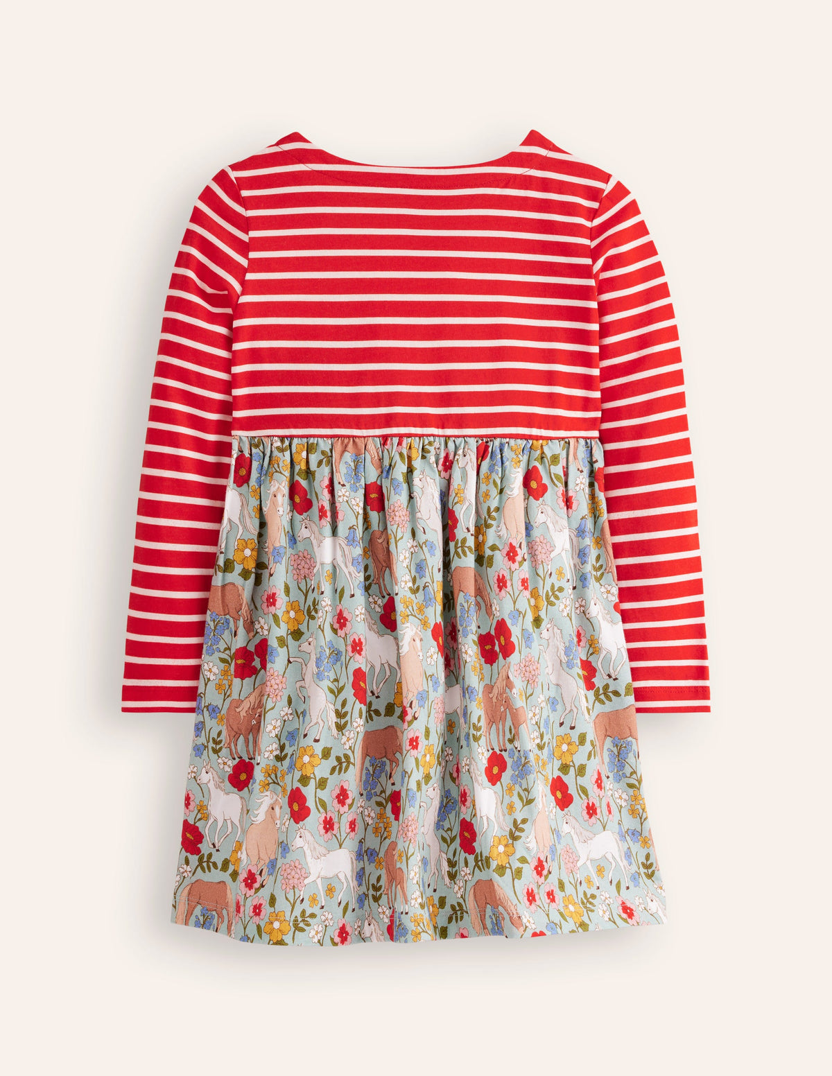 Kuddelmuddel Jersey-Kleid-Erdbeerrot Pony Blumenmuster - Image 2