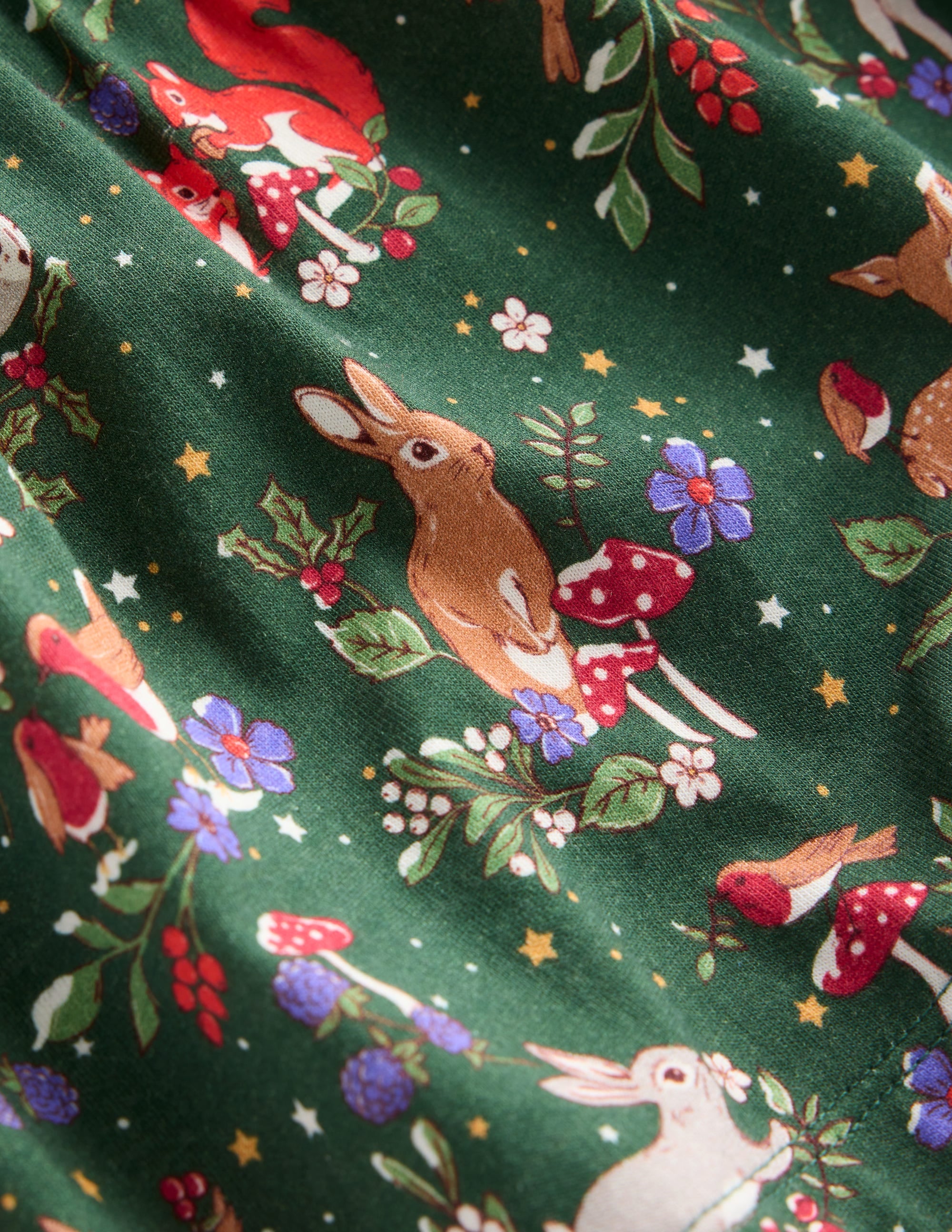 Gestuftes Jerseykleid-Piniengrün Festlicher Wald - Image 3