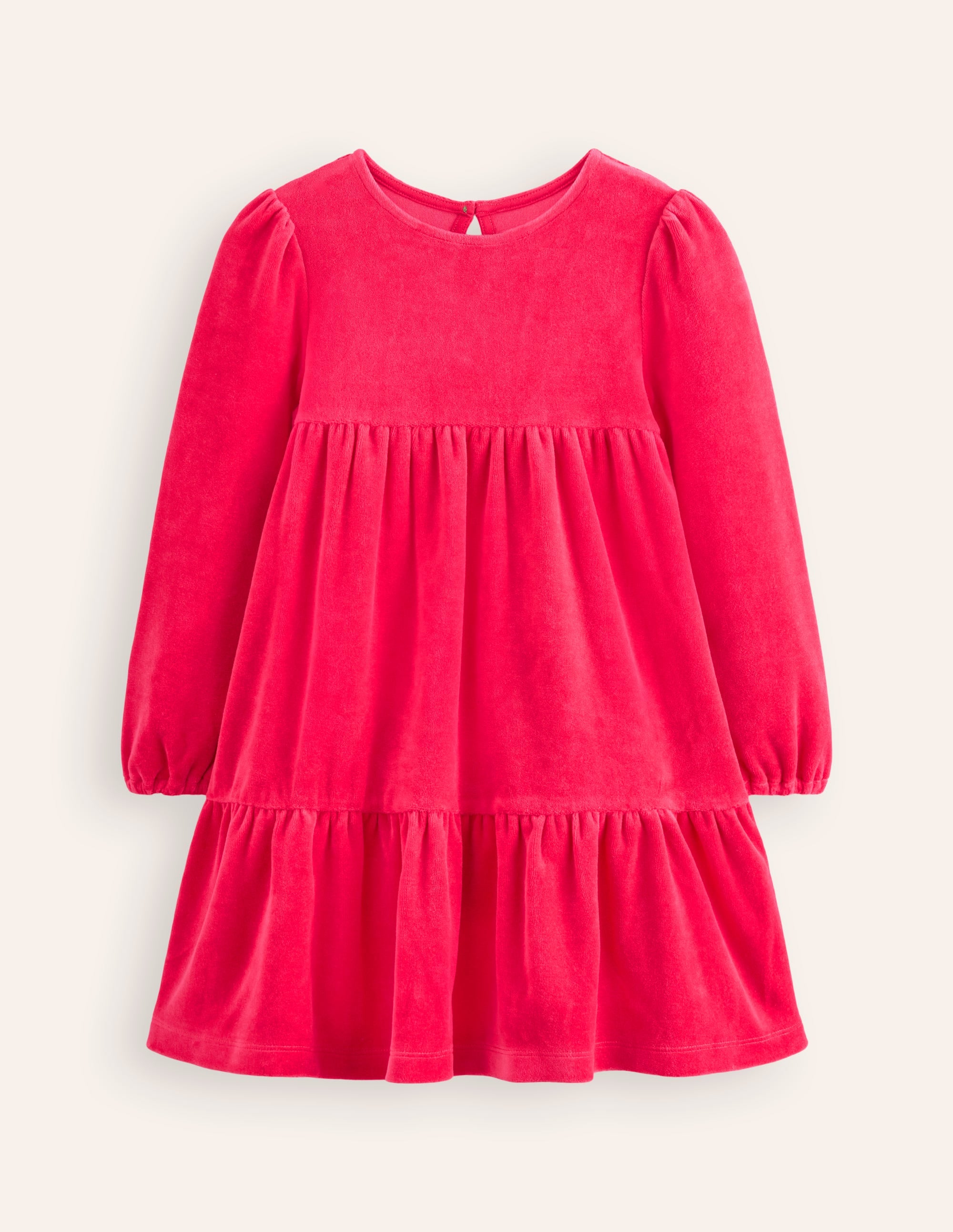 Gestuftes Velourskleid-Sommerbeere - Image 1