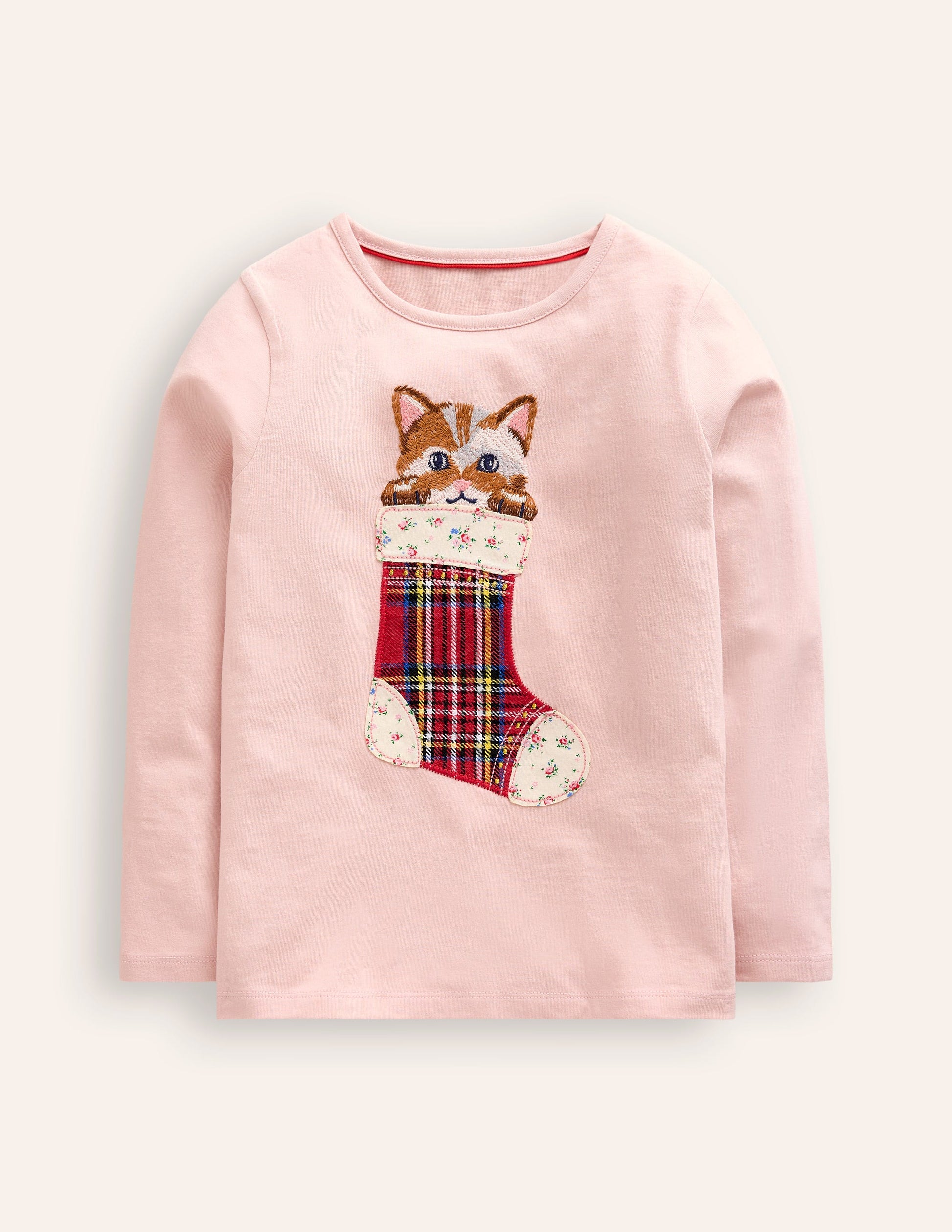 T-Shirt mit Superstitch-Design-Kreiderosa Katze-5