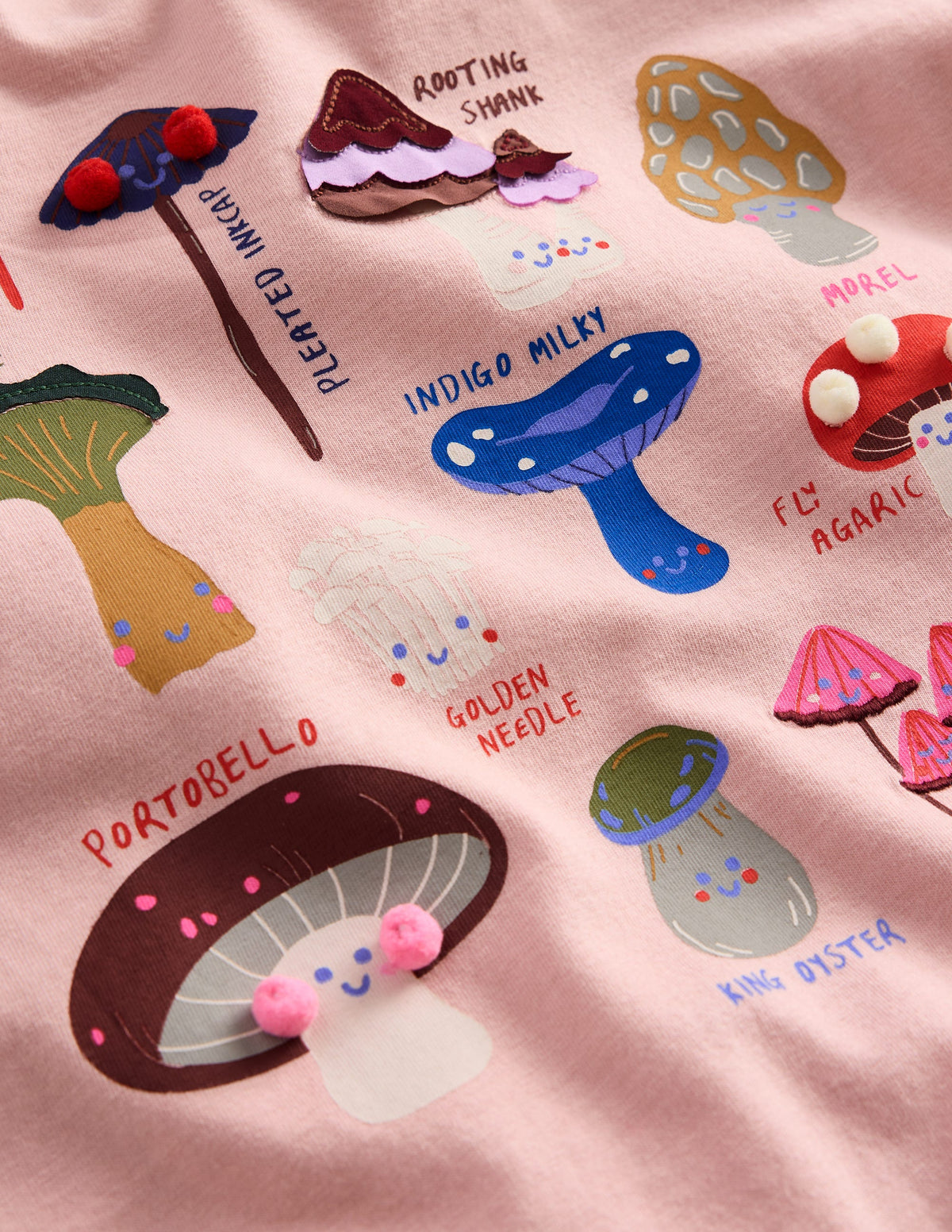 T-Shirt mit Grafikdruck-Kreiderosa Pilze - Image 3