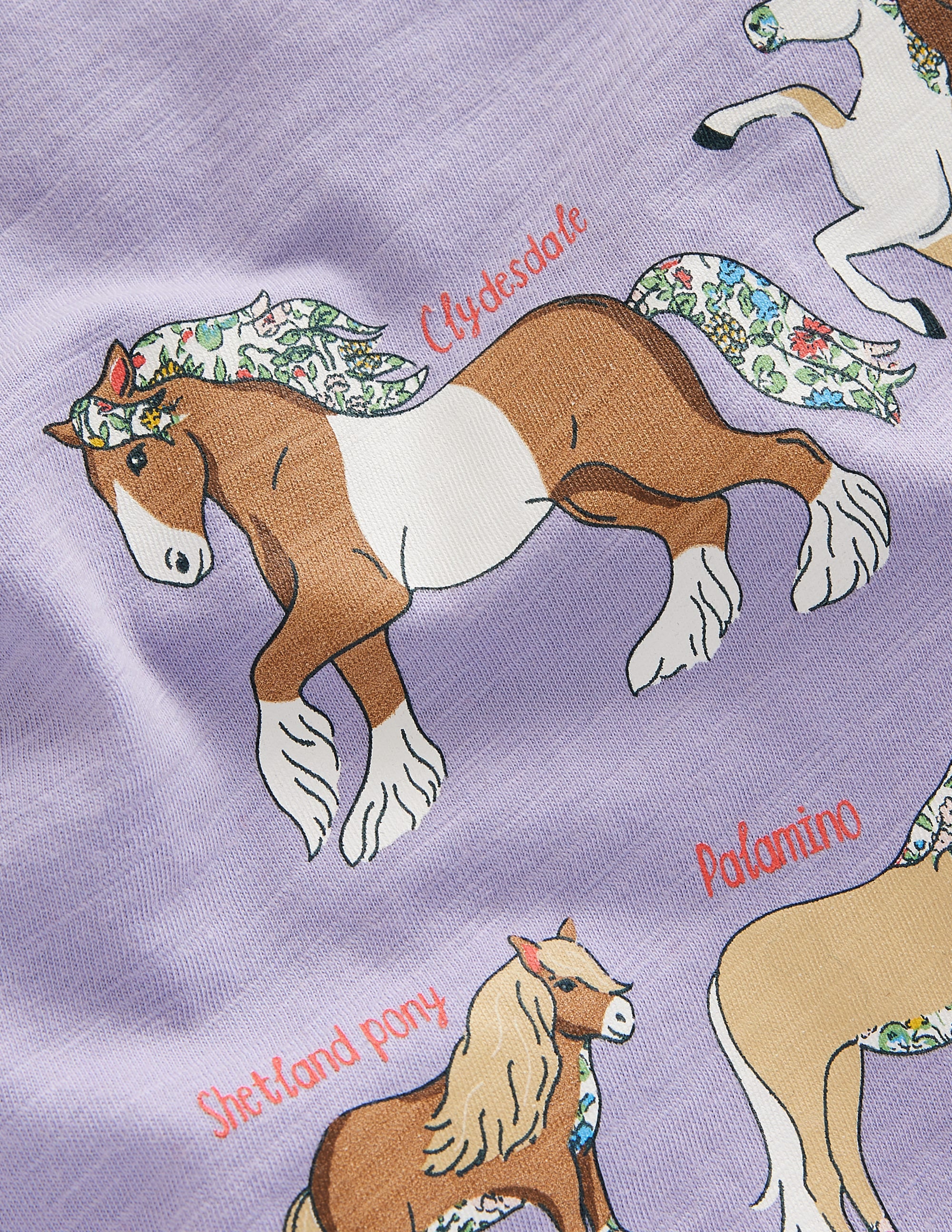 Printed Graphic T-Shirt-Misty Lavendar Horses - Image 3