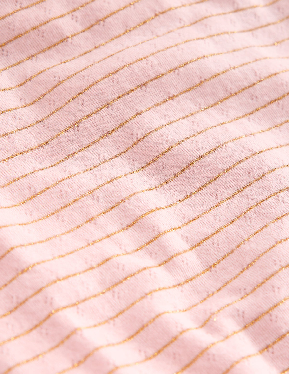Langärmeliges Oberteil mit Pointelle-Muster-Kreiderosa/Gold Lurex Streifen-3