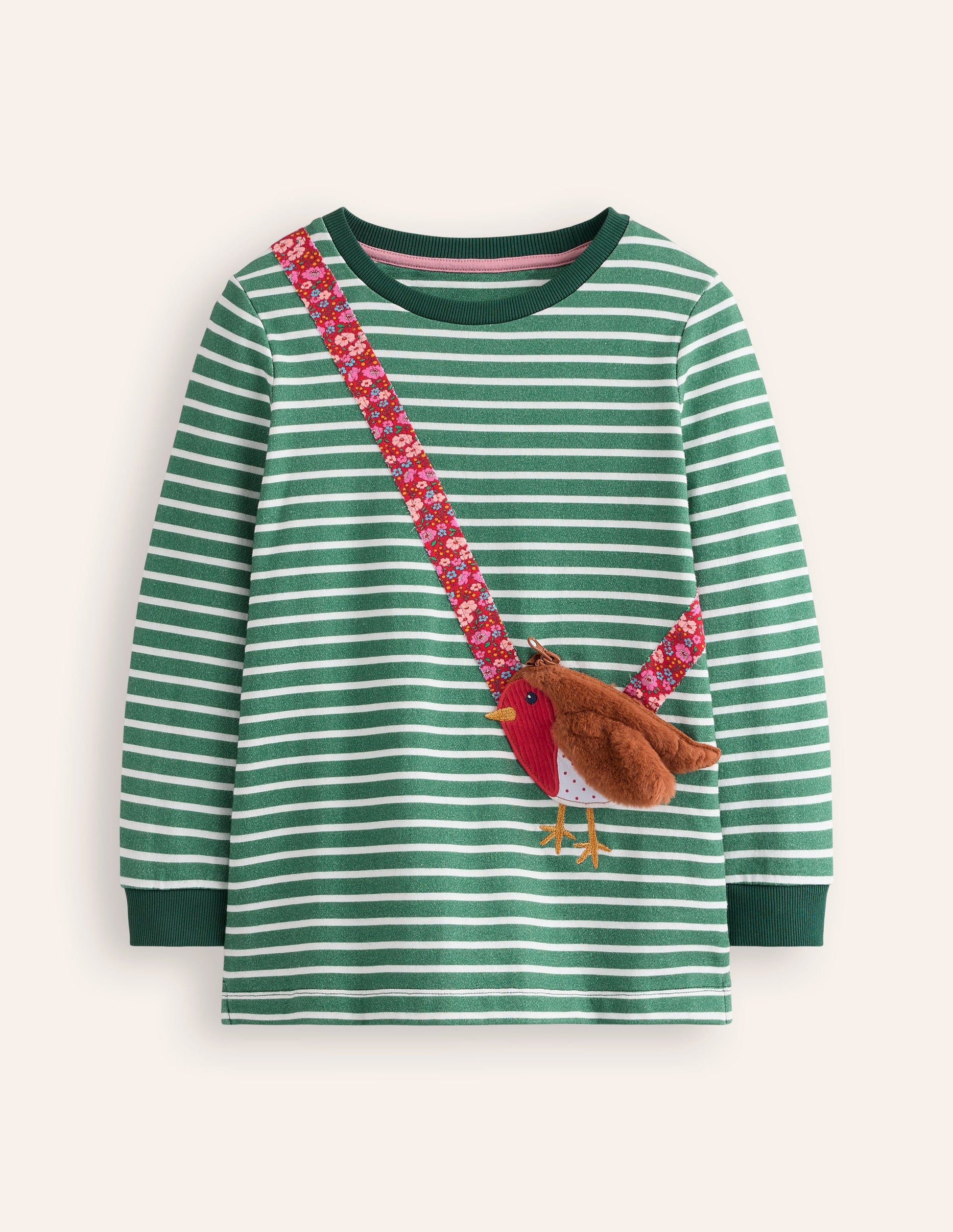 Tunika mit applizierter Tasche-Jade/Naturweiß Rotkehlchen-1