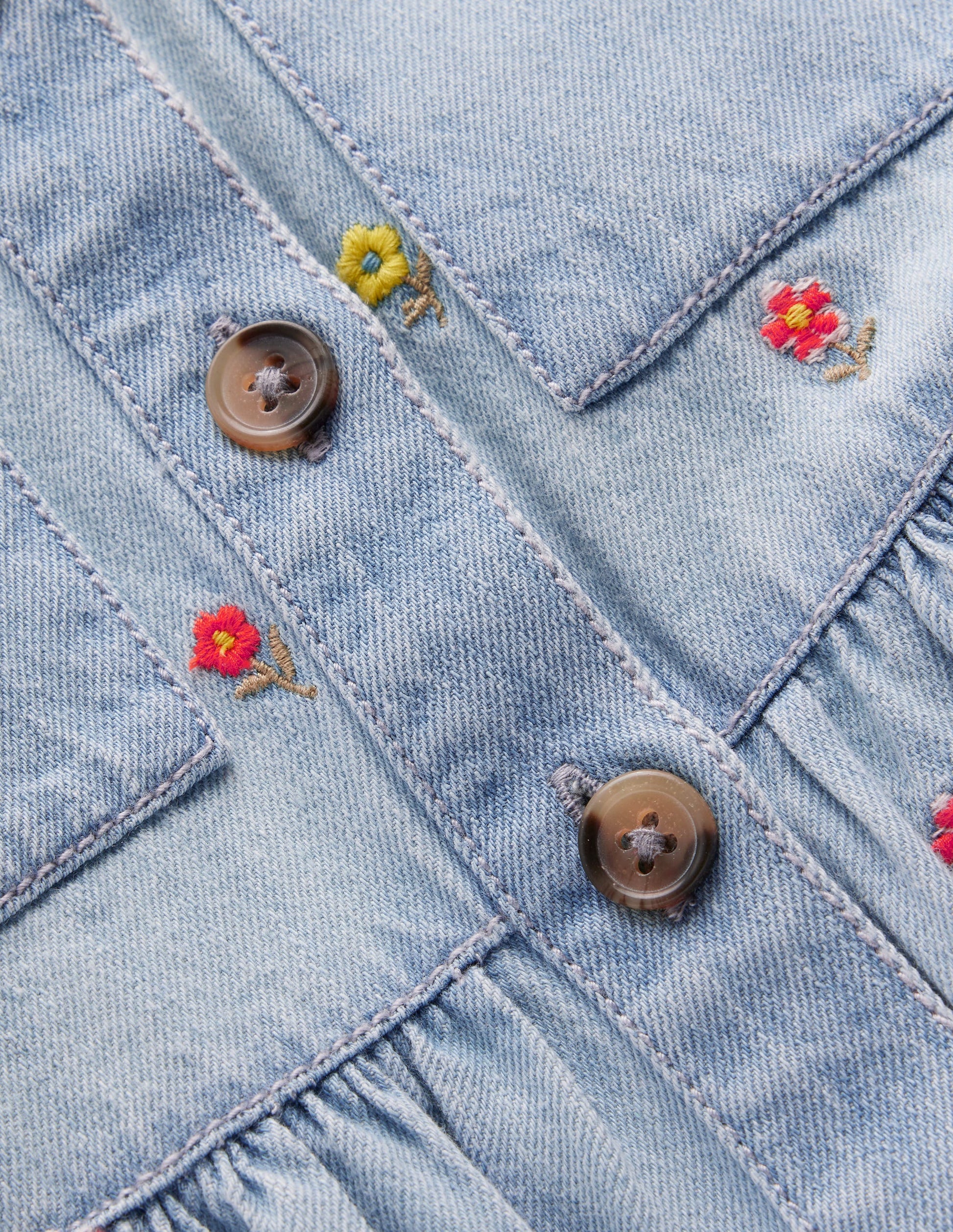 Hemdblusenkleid mit Puffärmeln-Medium Vintage Denim Blume-3