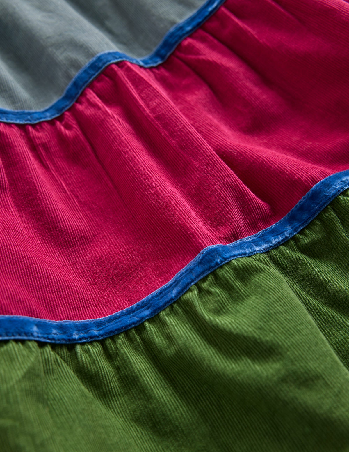 Gestuftes Cord-Kleid mit Verschnörkelungen-Arc-en-ciel multi-3