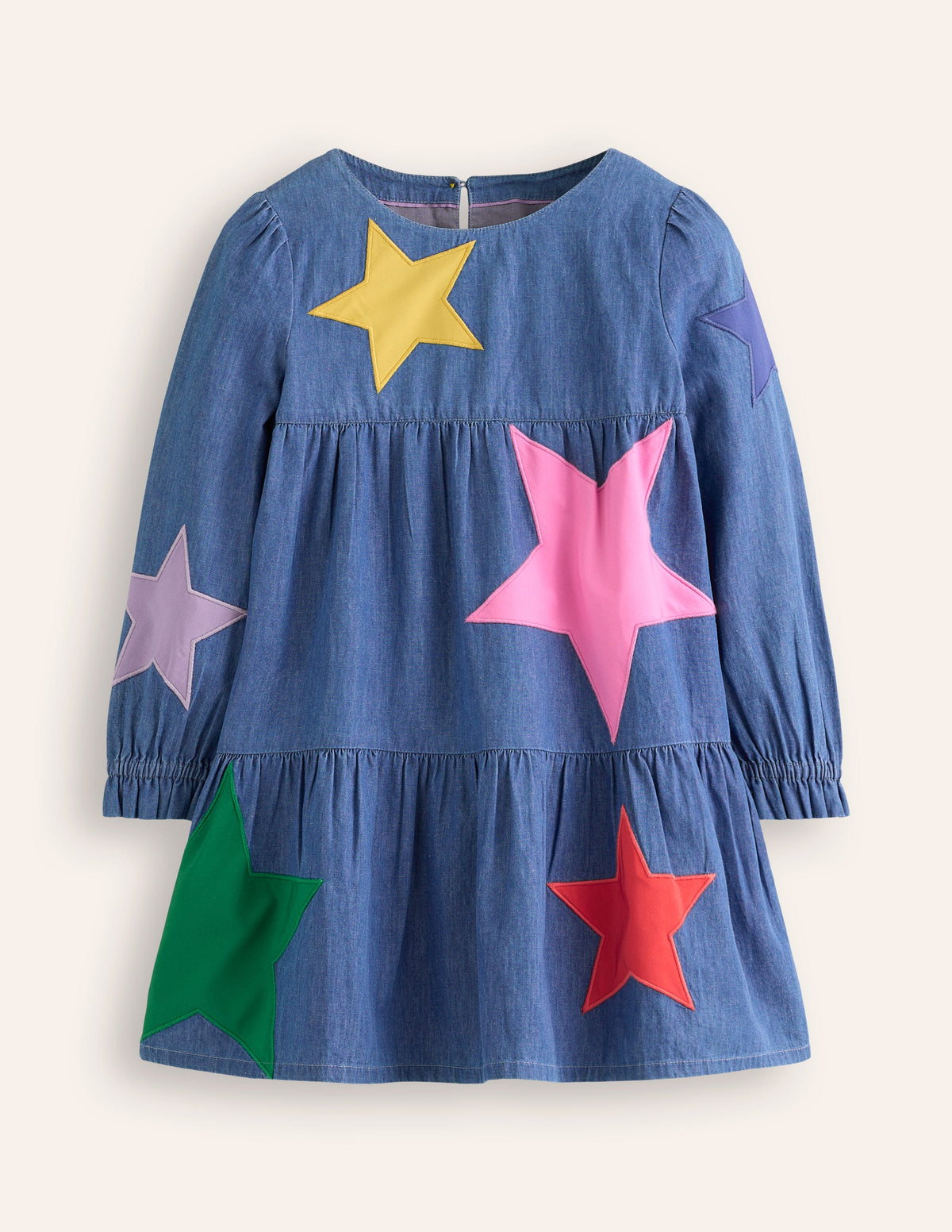 Betsy Stufenkleid zum Herumwirbeln-Mittleres Vintageblau, Sterne-1