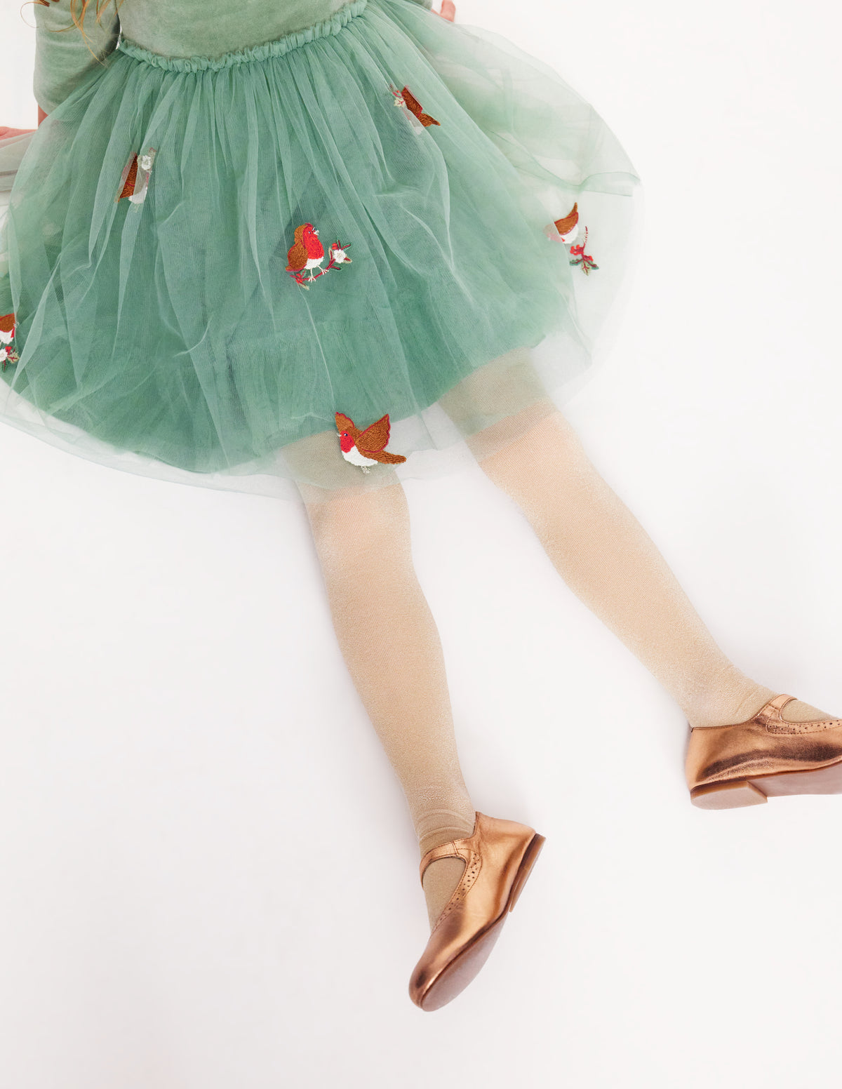 Kleid aus Samt und Tüll mit Applikationen-Eukalyptus Rotkehlchen-3
