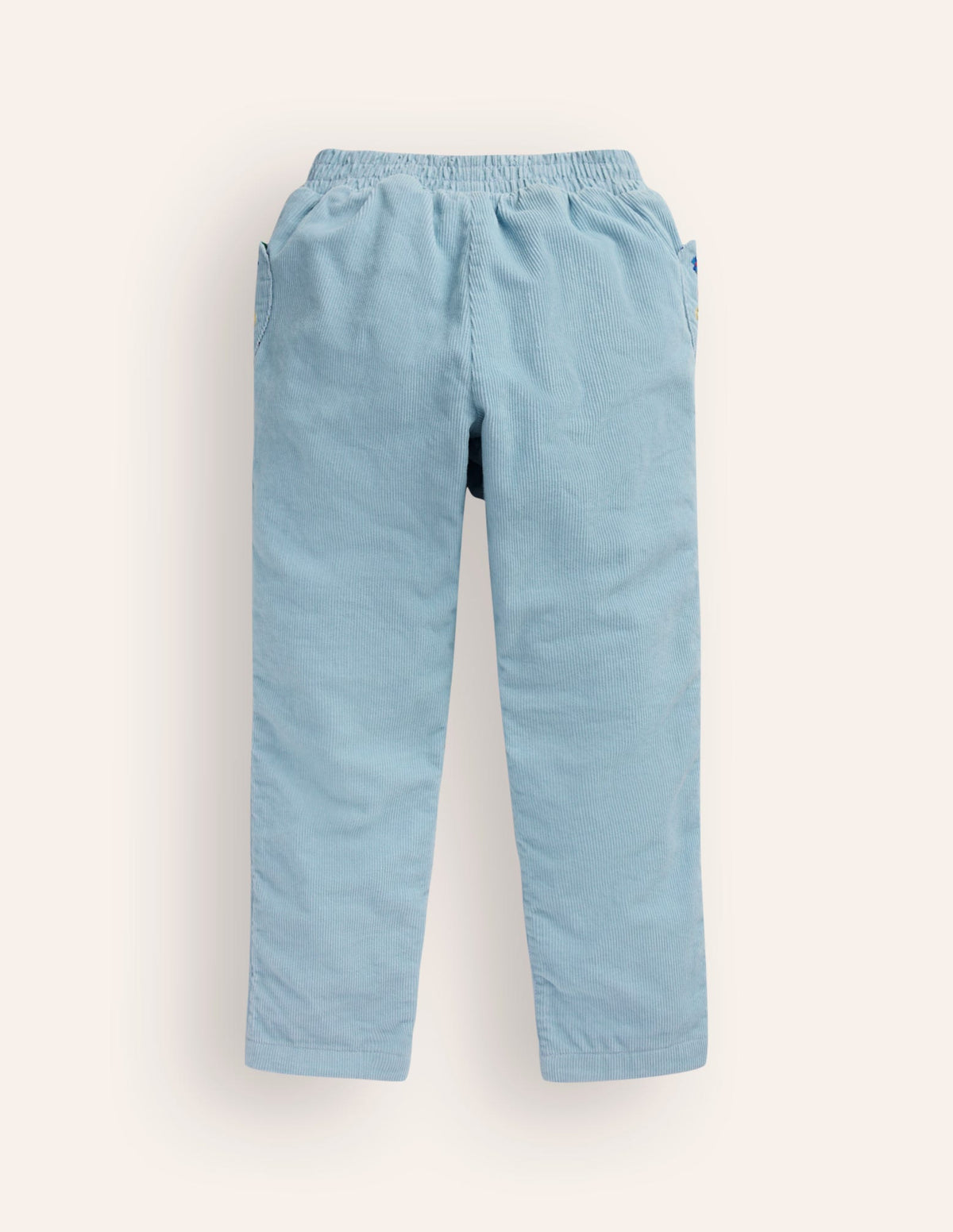 Pantalon à enfiler en velours côtelé doublé-Broderie bleu vintage - Image 2