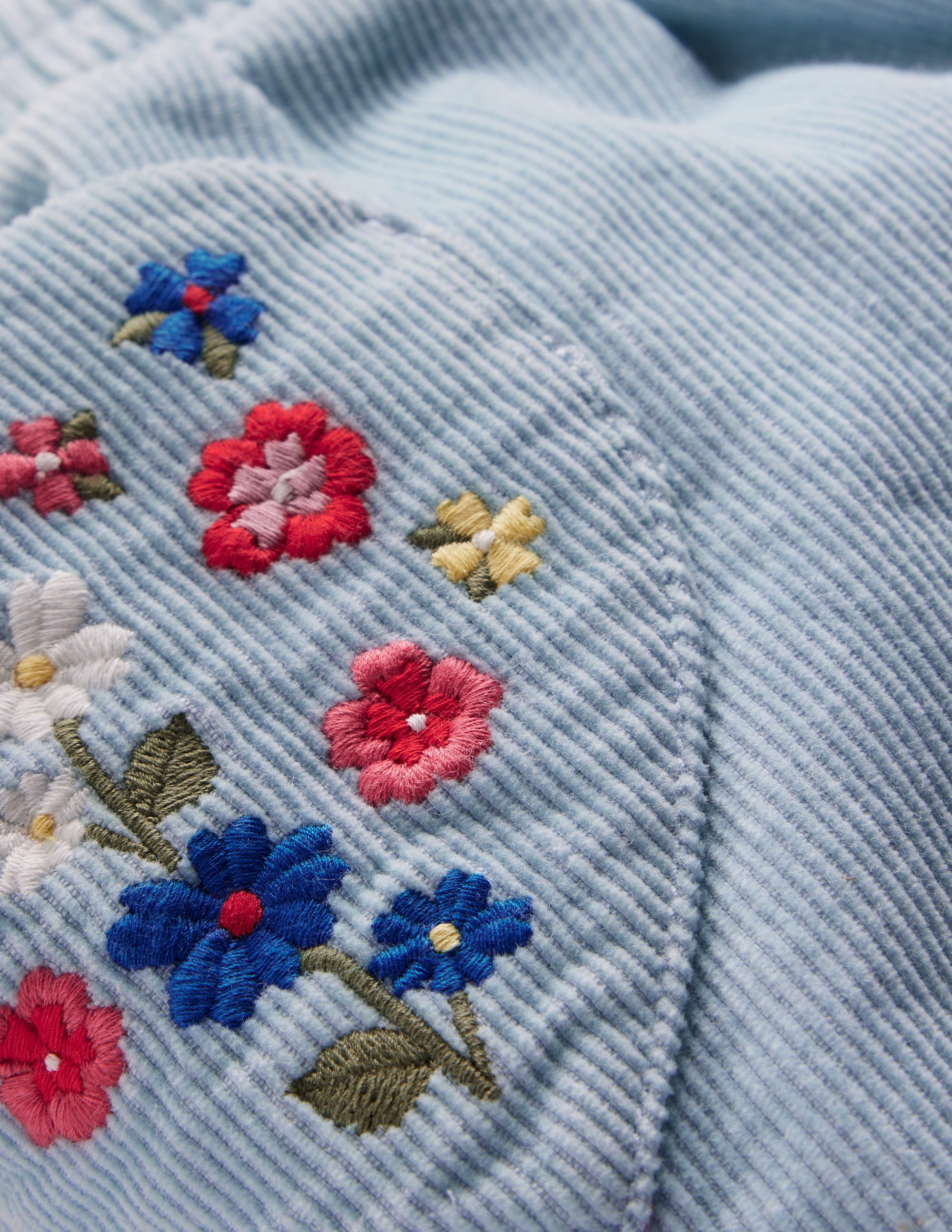 Pantalon à enfiler en velours côtelé doublé-Broderie bleu vintage - Image 3