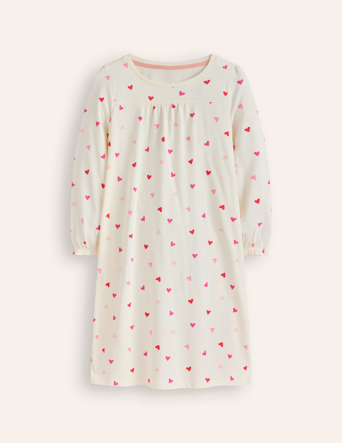 Printed Long-sleeved Nightie-Multi Hearts-1
