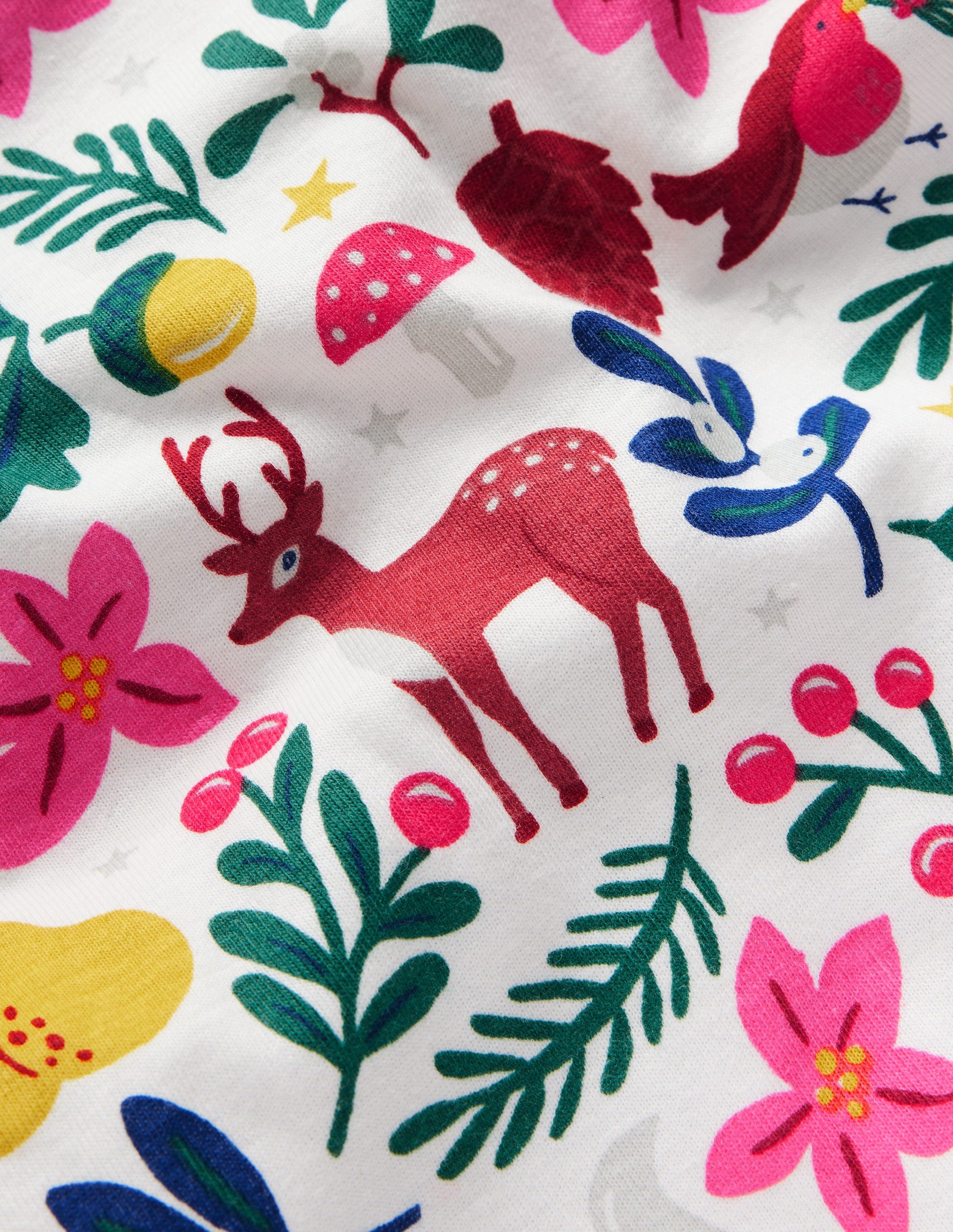 Pyjama long douillet-Motif festif ivoire-3