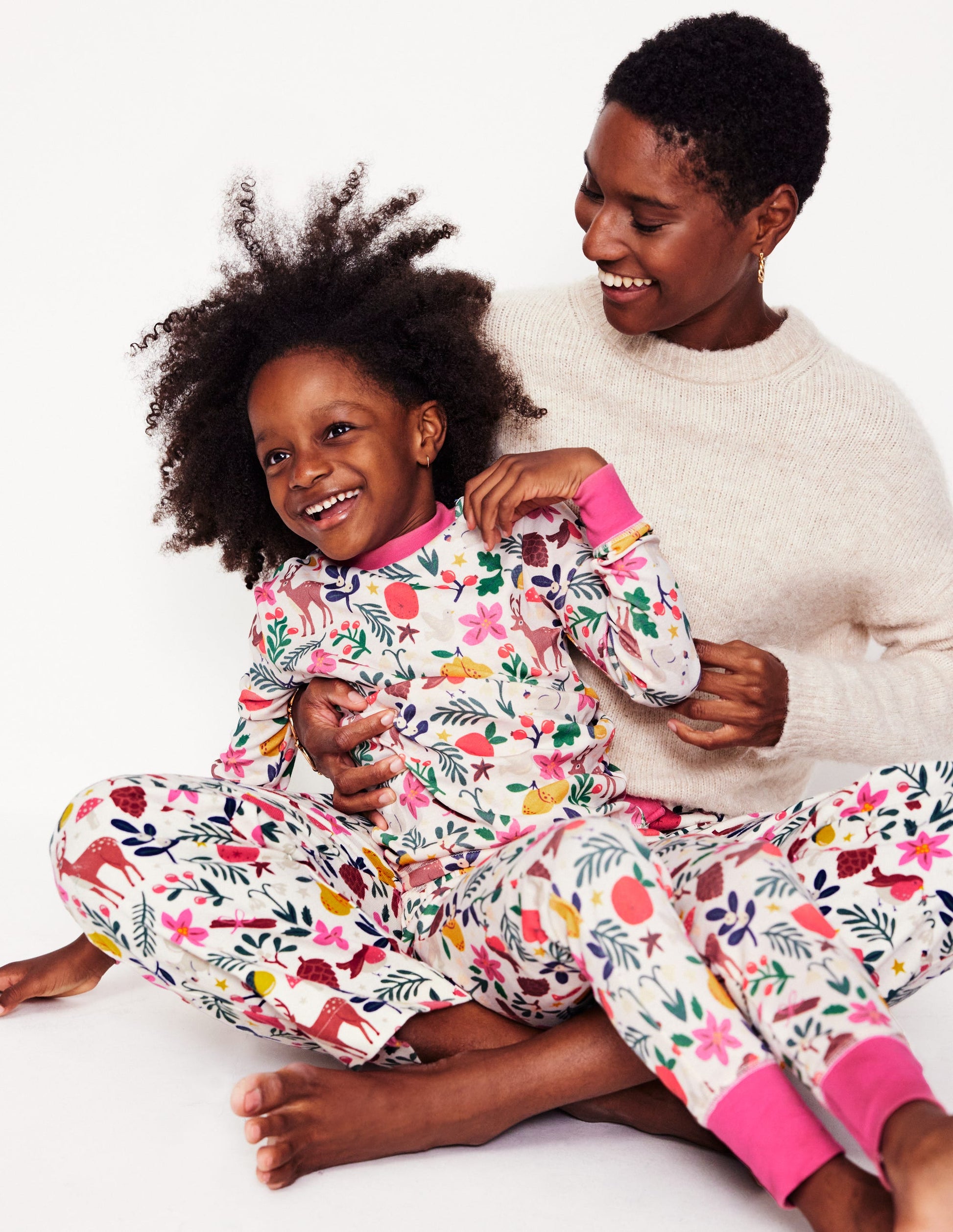Pyjama long douillet-Motif festif ivoire-4