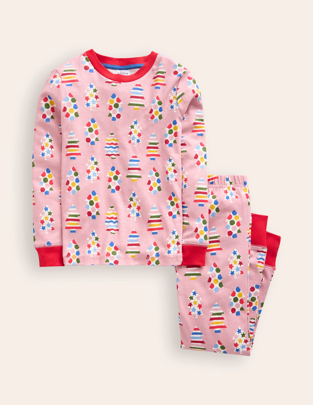 Snug Glow-In-The-Dark Pyjamas-Vintage Pink Christmas Trees-1