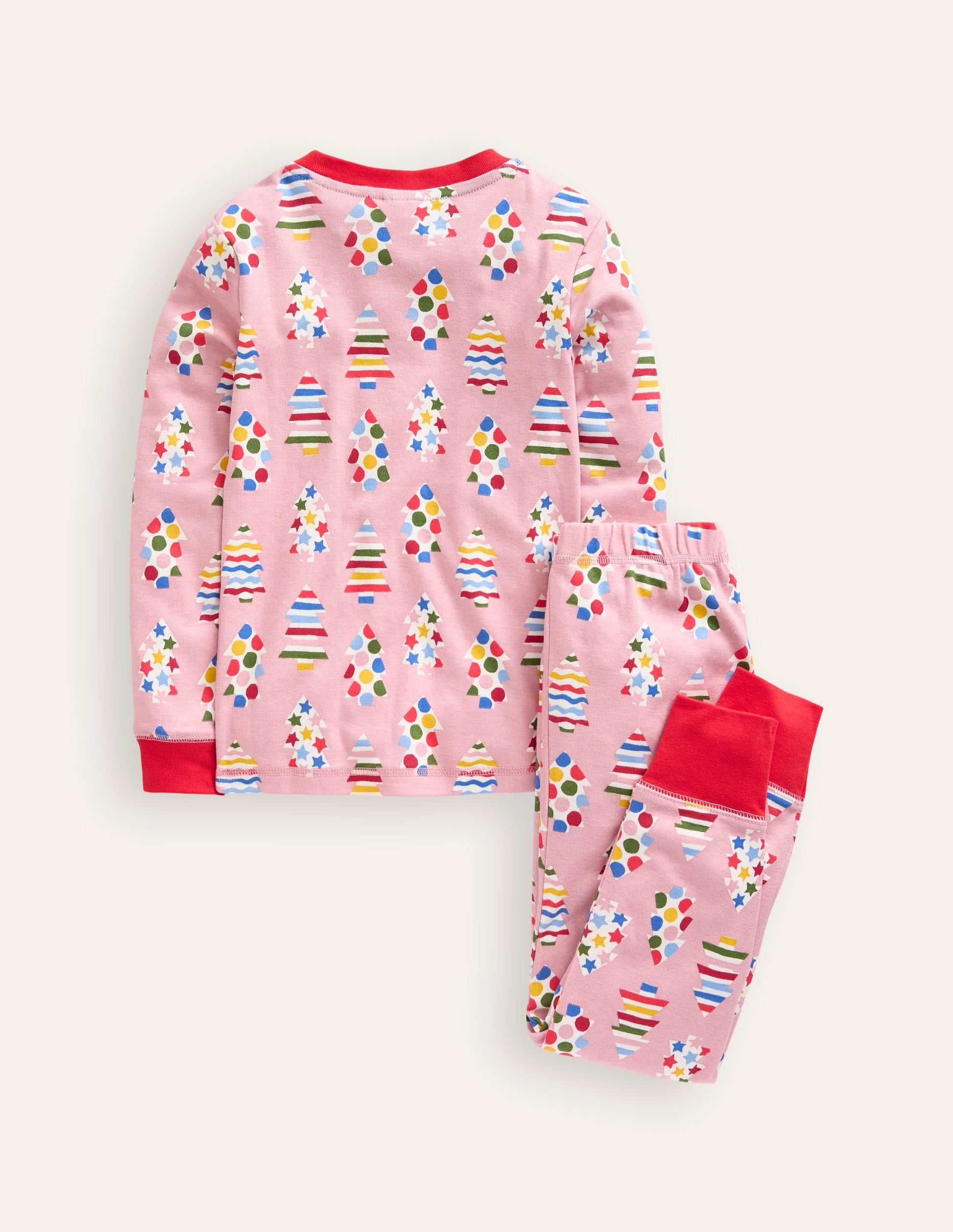 Snug Glow-In-The-Dark Pyjamas-Vintage Pink Christmas Trees-2