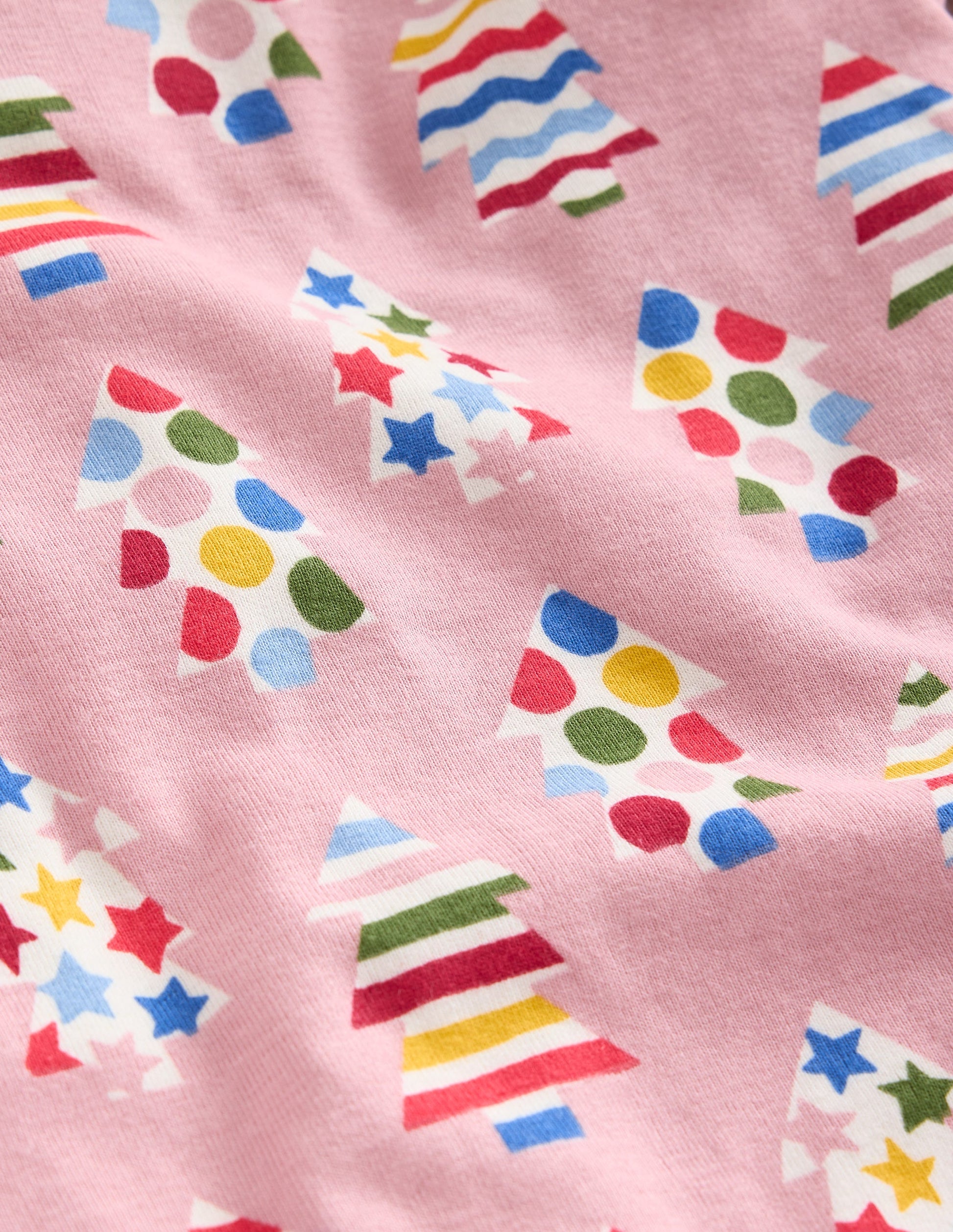 Snug Glow-In-The-Dark Pyjamas-Vintage Pink Christmas Trees-3