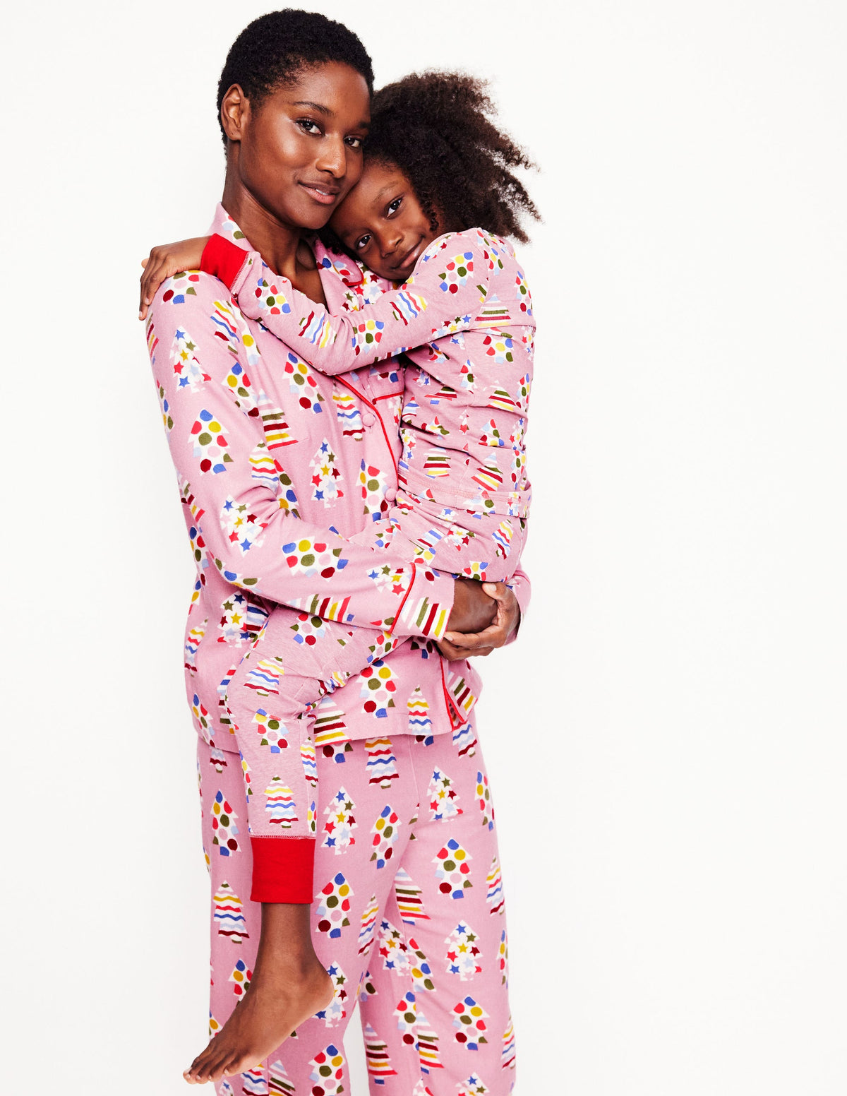 Snug Glow-In-The-Dark Pyjamas-Vintage Pink Christmas Trees-4