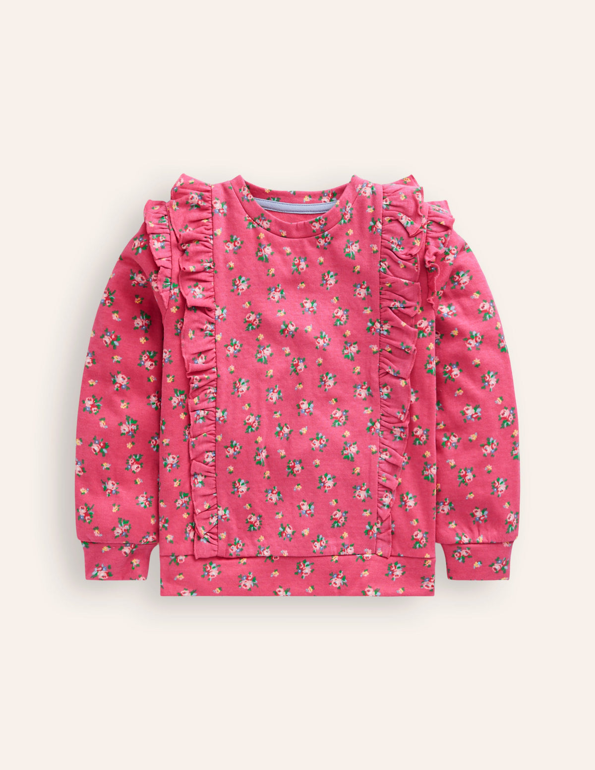 Sweatshirt mit Rüschen-Print-Rosenblüten Rosa Blumenmuster - Image 1