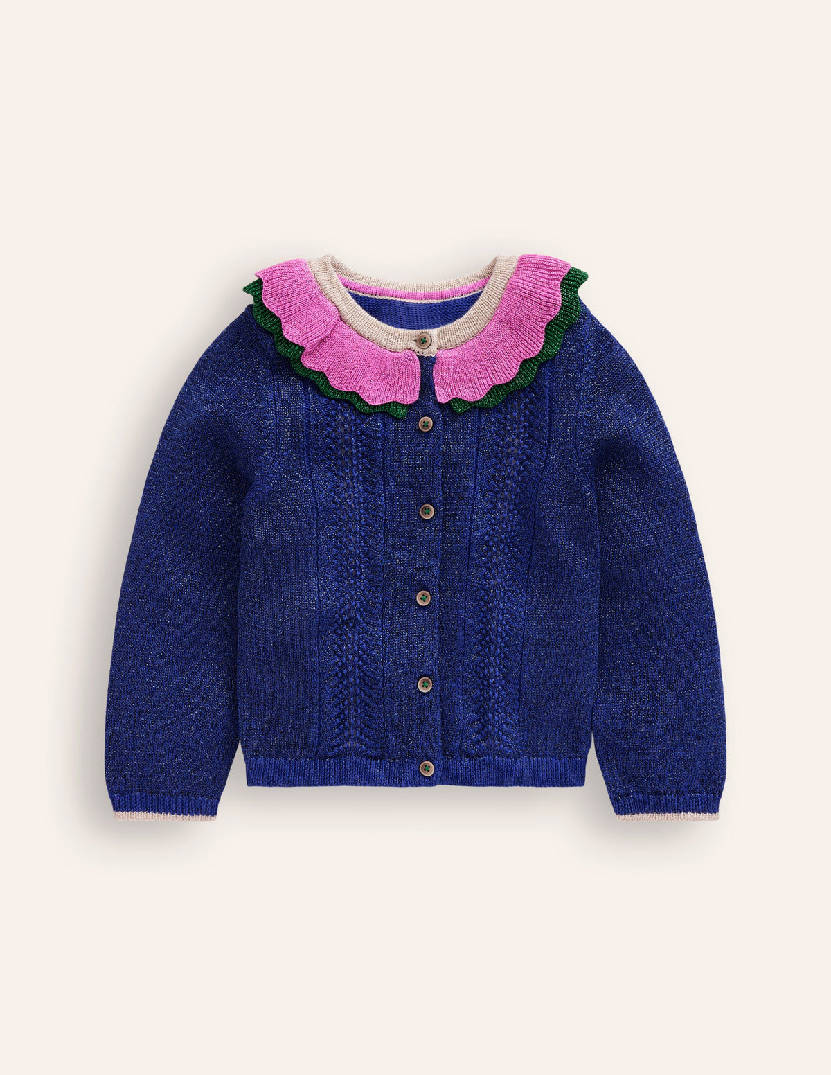 Frill Sparkle Cardigan-Navy Multi Sparkle - Image 1