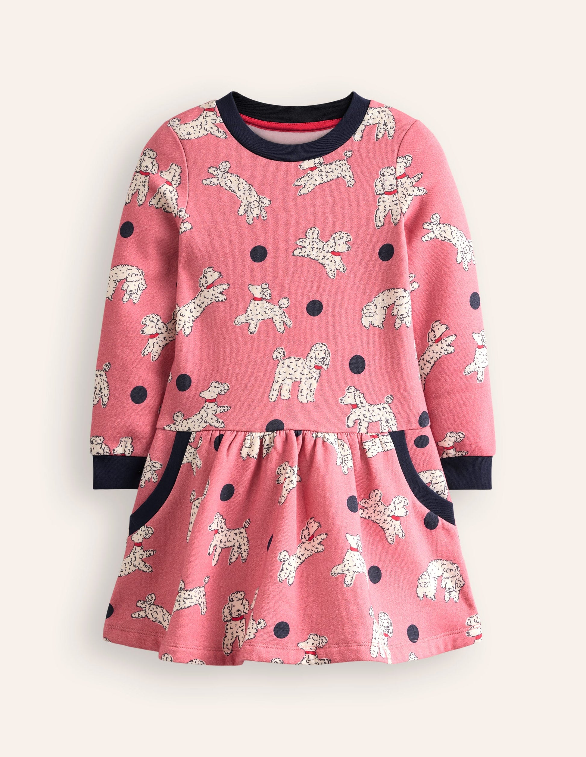 Kuscheliges, bedrucktes Sweatshirt-Kleid-Almond-1