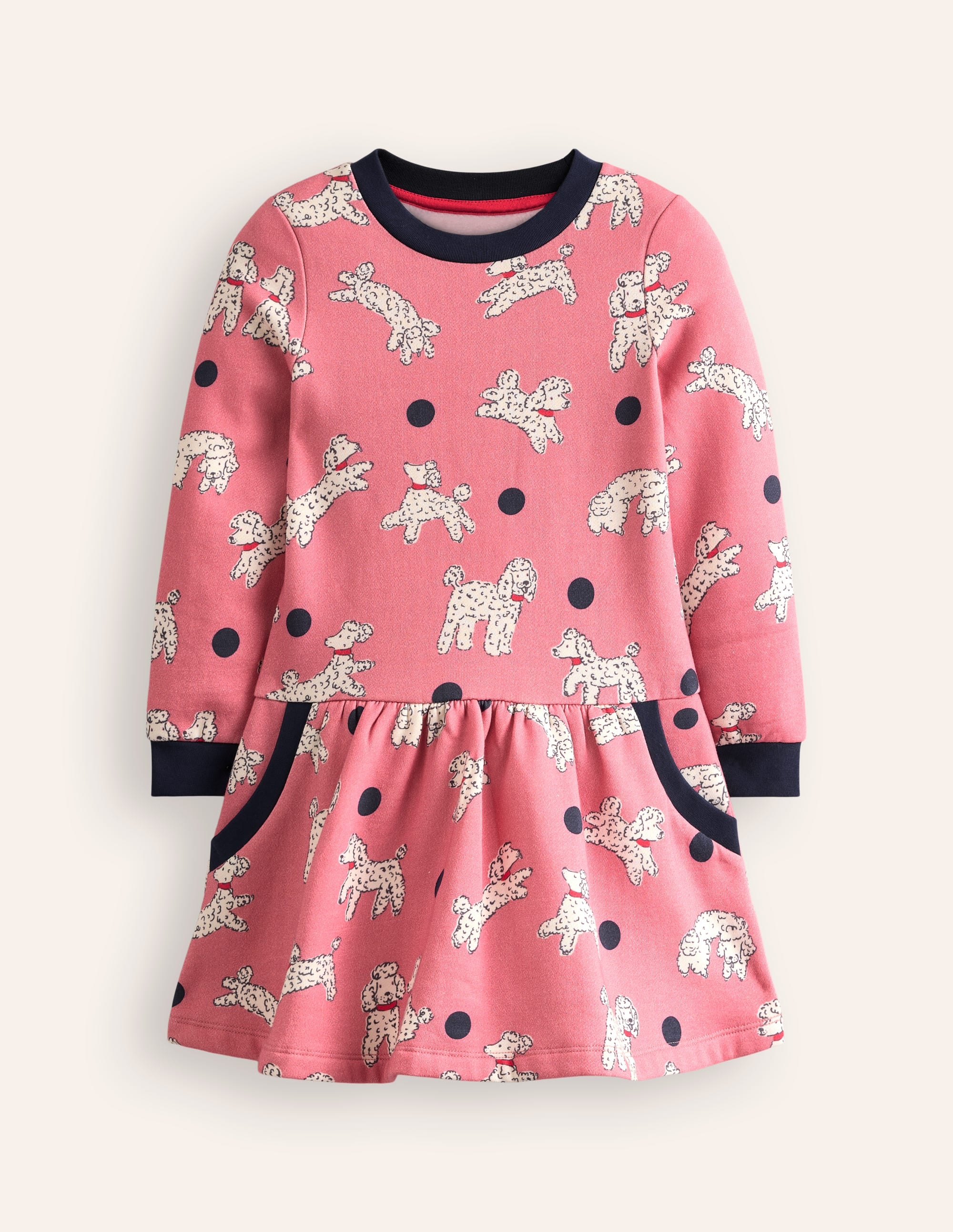 Kuscheliges, bedrucktes Sweatshirt-Kleid-Almond - Image 1