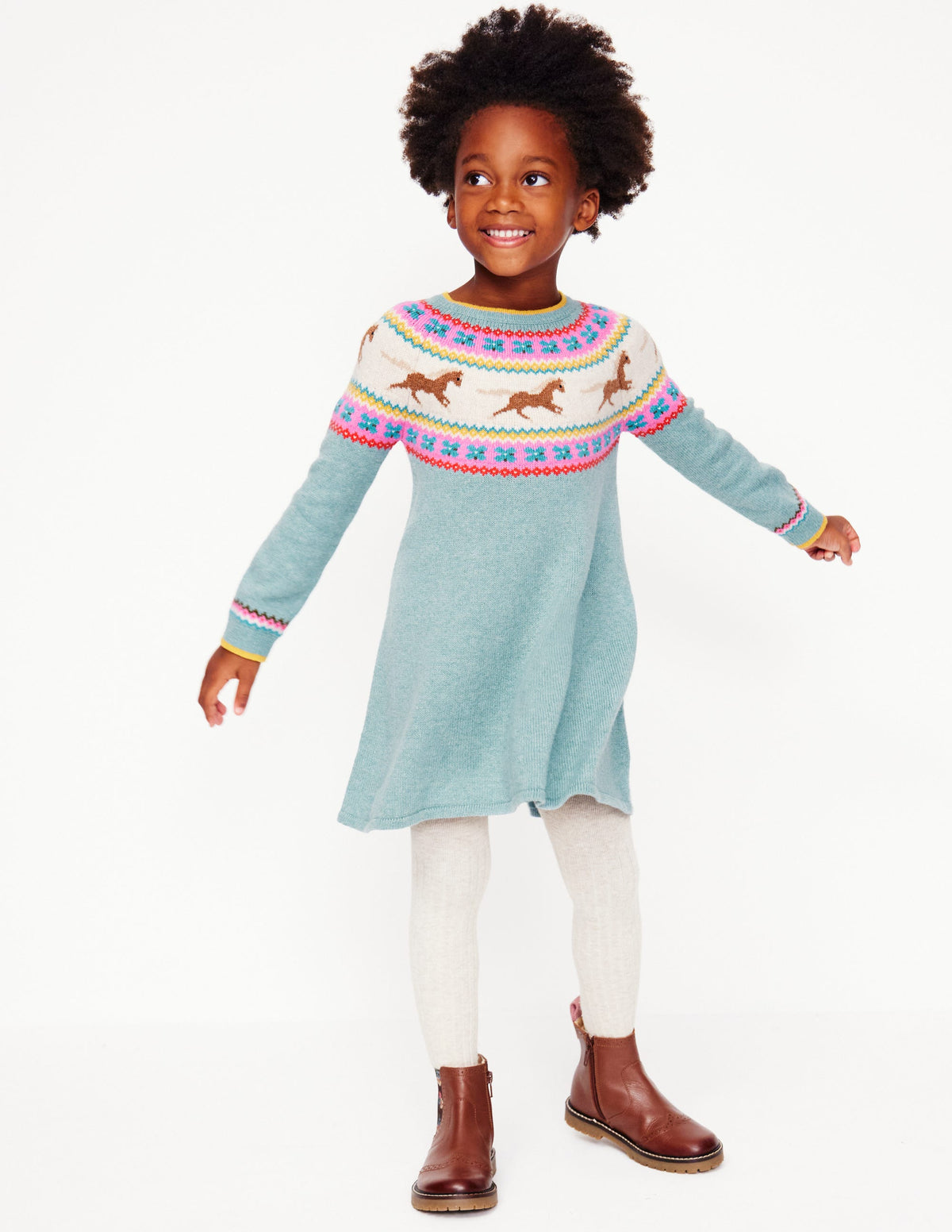Minnie Fair-Isle-Pulloverkleid-Meeresnebel Meliert Pferde - Image 2