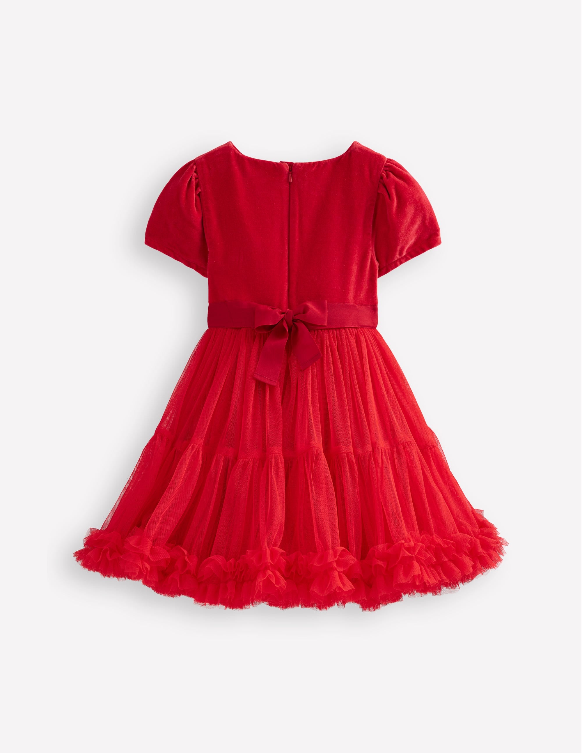 Beth Velvet Bodice Tulle Dress-Poppy Red - Image 2