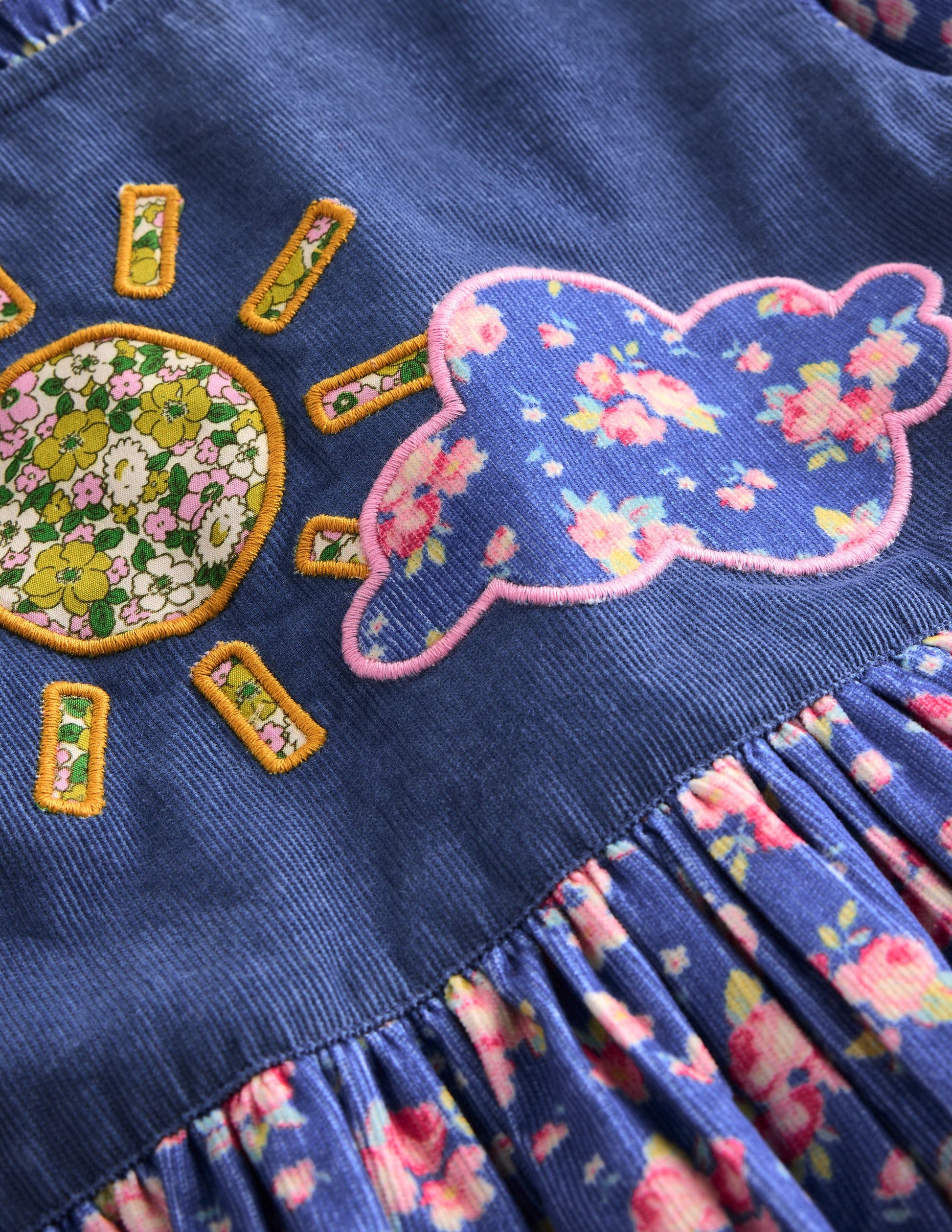 Robe en velours côtelé à appliqué-Météo Geai Bleu-3