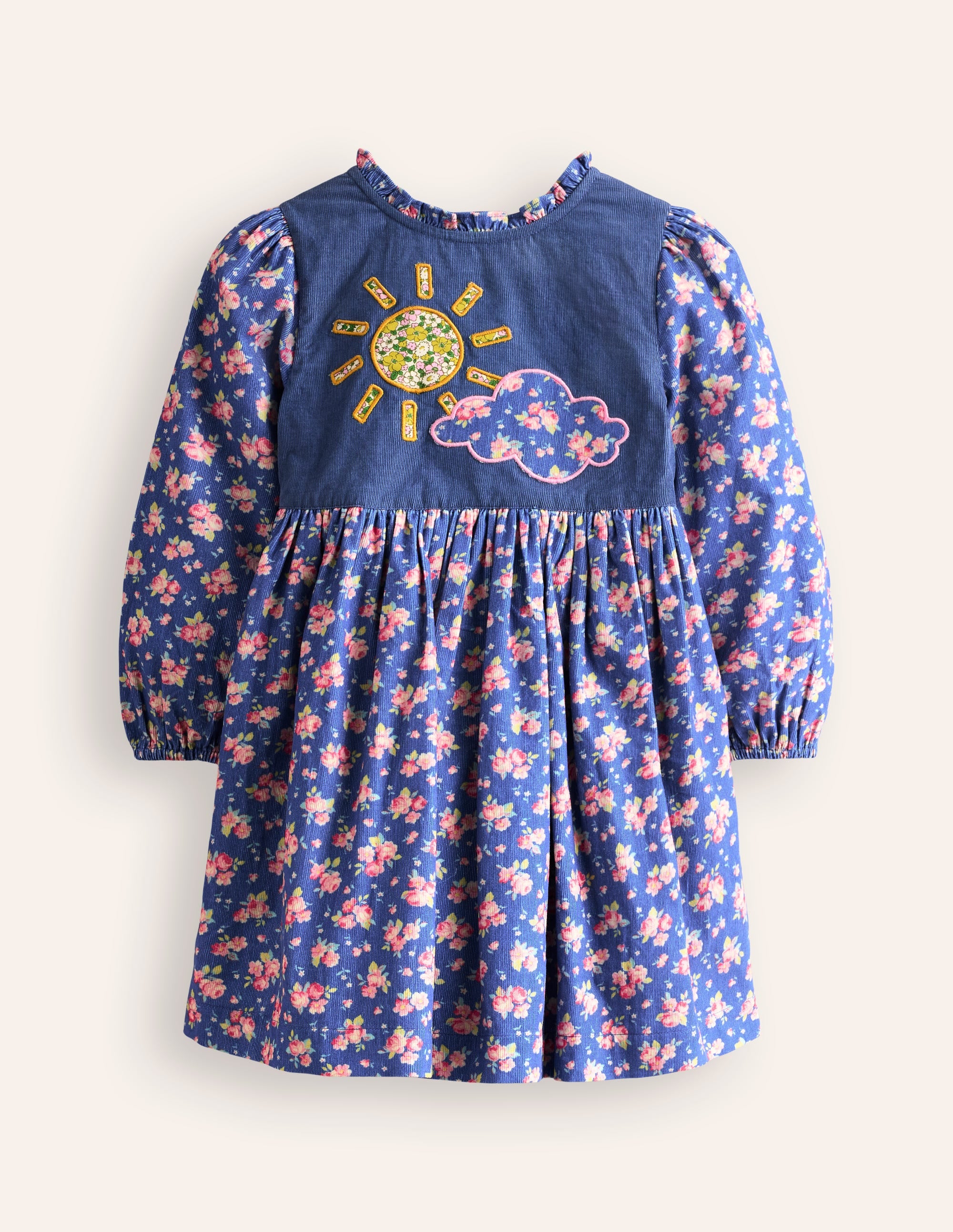 Robe en velours côtelé à appliqué-Météo Geai Bleu - Image 1