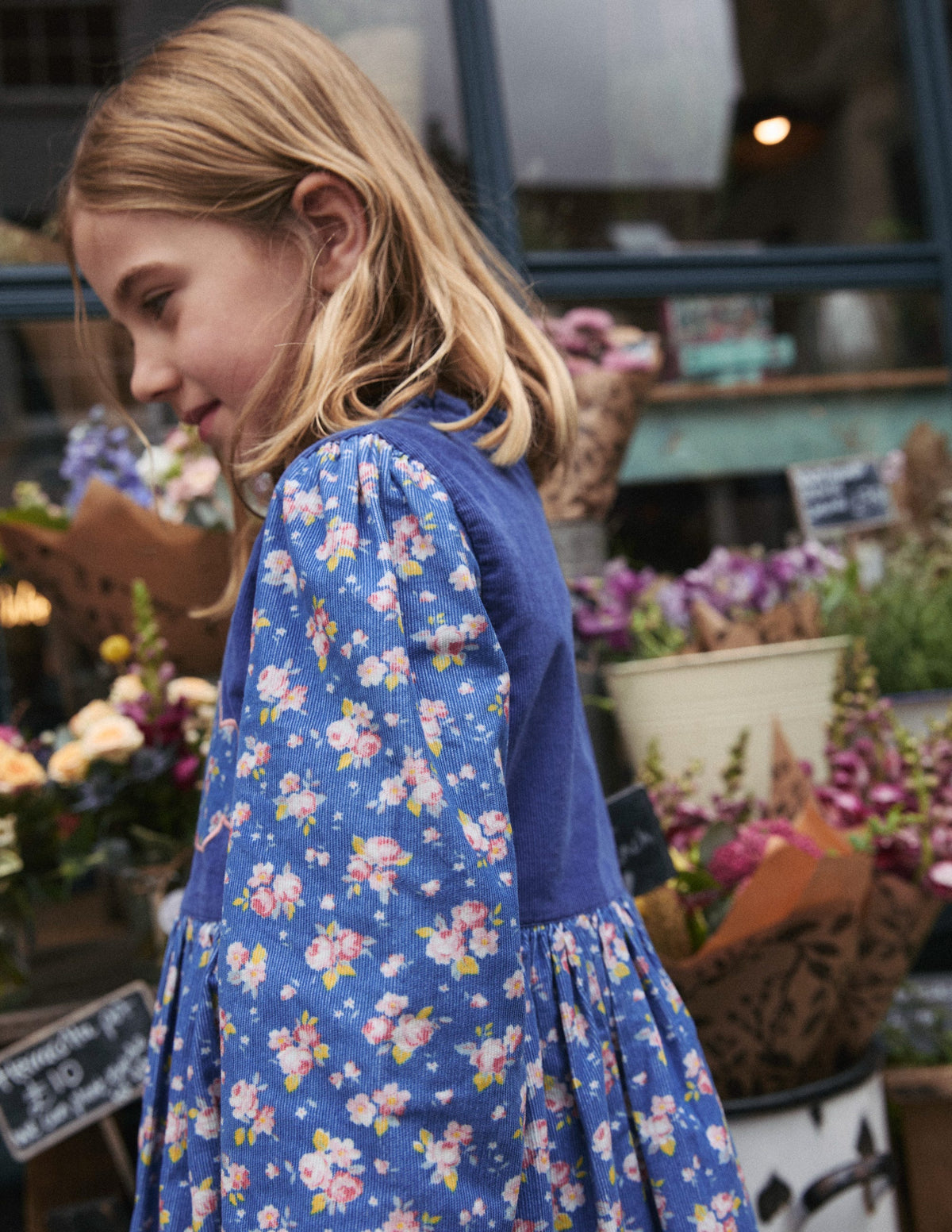 Robe en velours côtelé à appliqué-Météo Geai Bleu-5