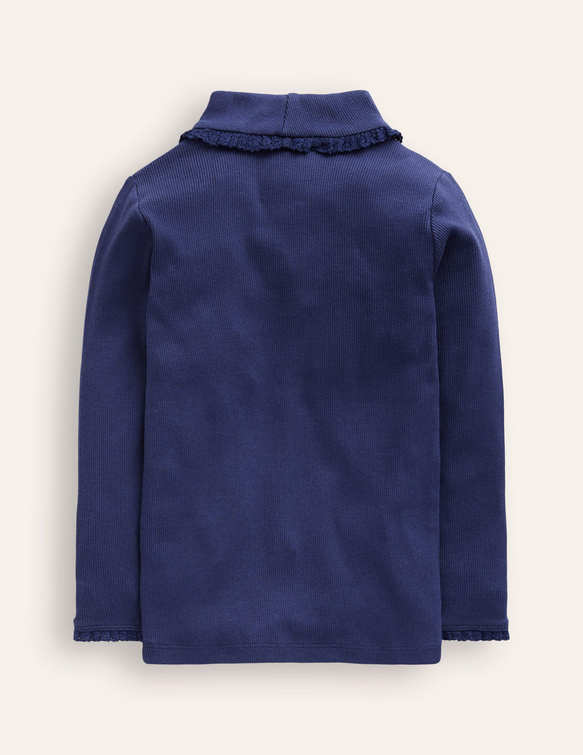Gerippter Rollkragenpullover mit Spitzenbesatz-Anemone - Image 2