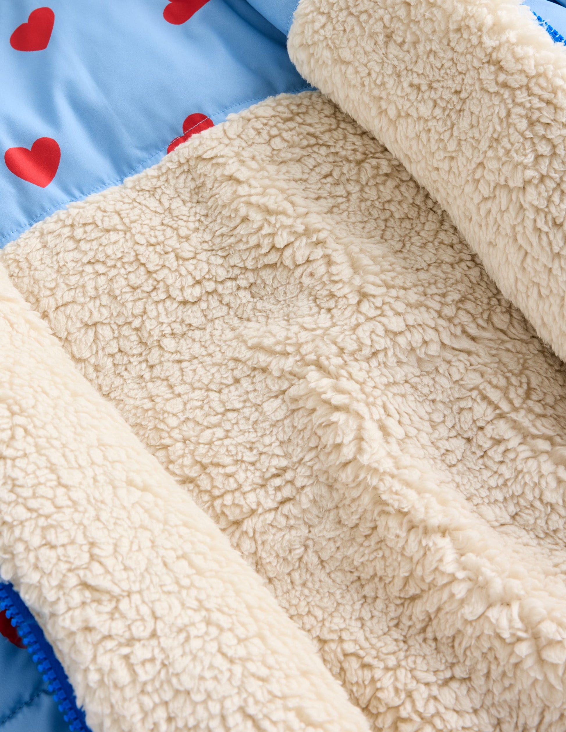 Reversible Cosy Borg Coat-Blue/Red Ditsy Hearts-4