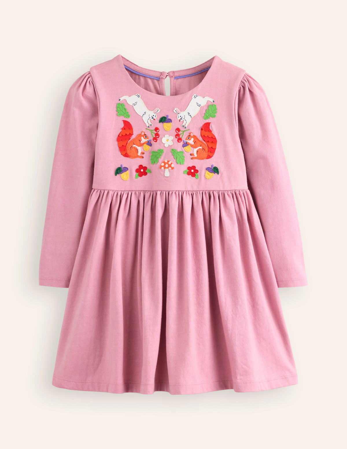 Nellie Ausgestelltes Kleid mit Applikation-Vintage-Rosa Wald - Image 1