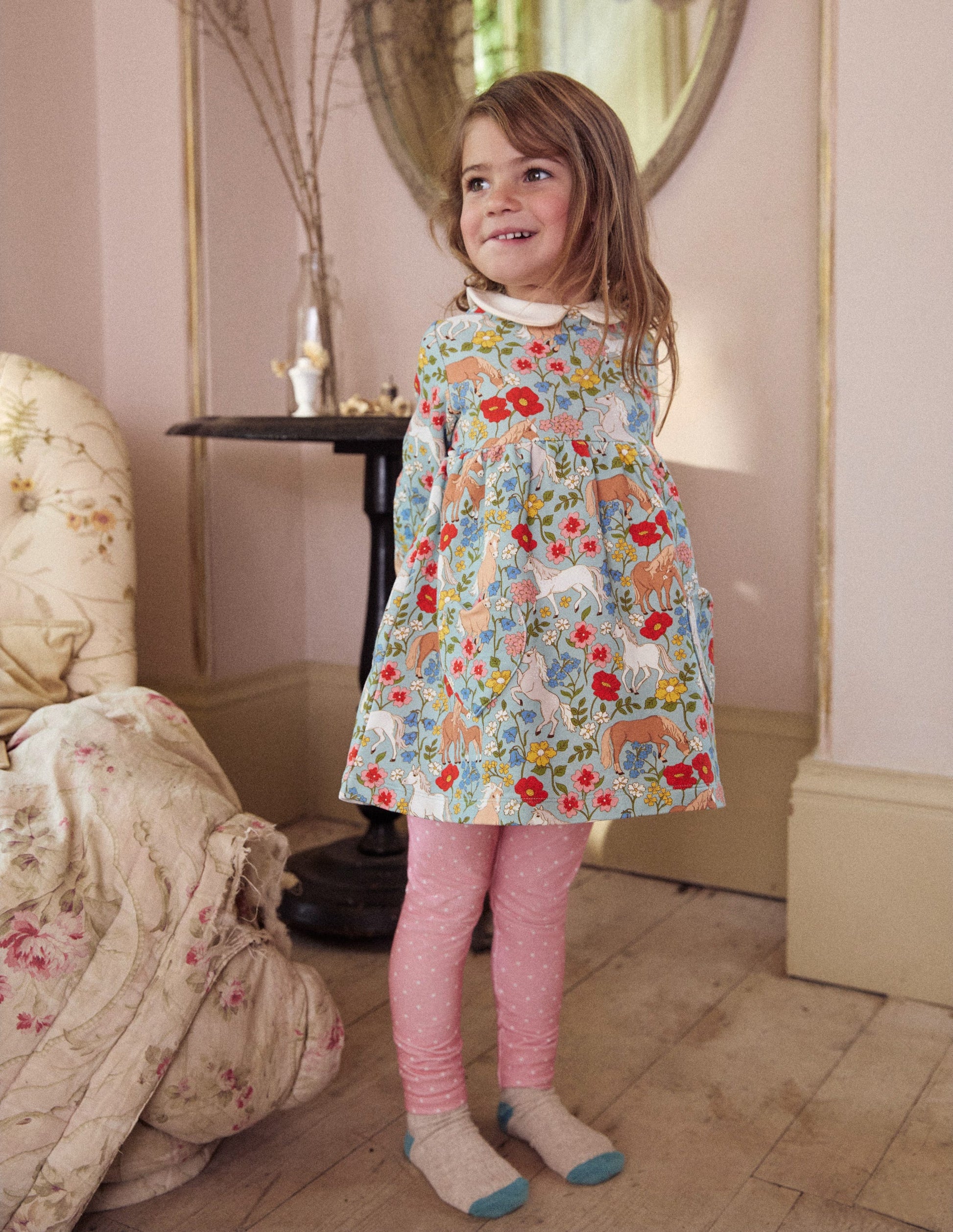 Leggings im 5er-Pack-Bunt Gepunktet/Blumenmuster-3