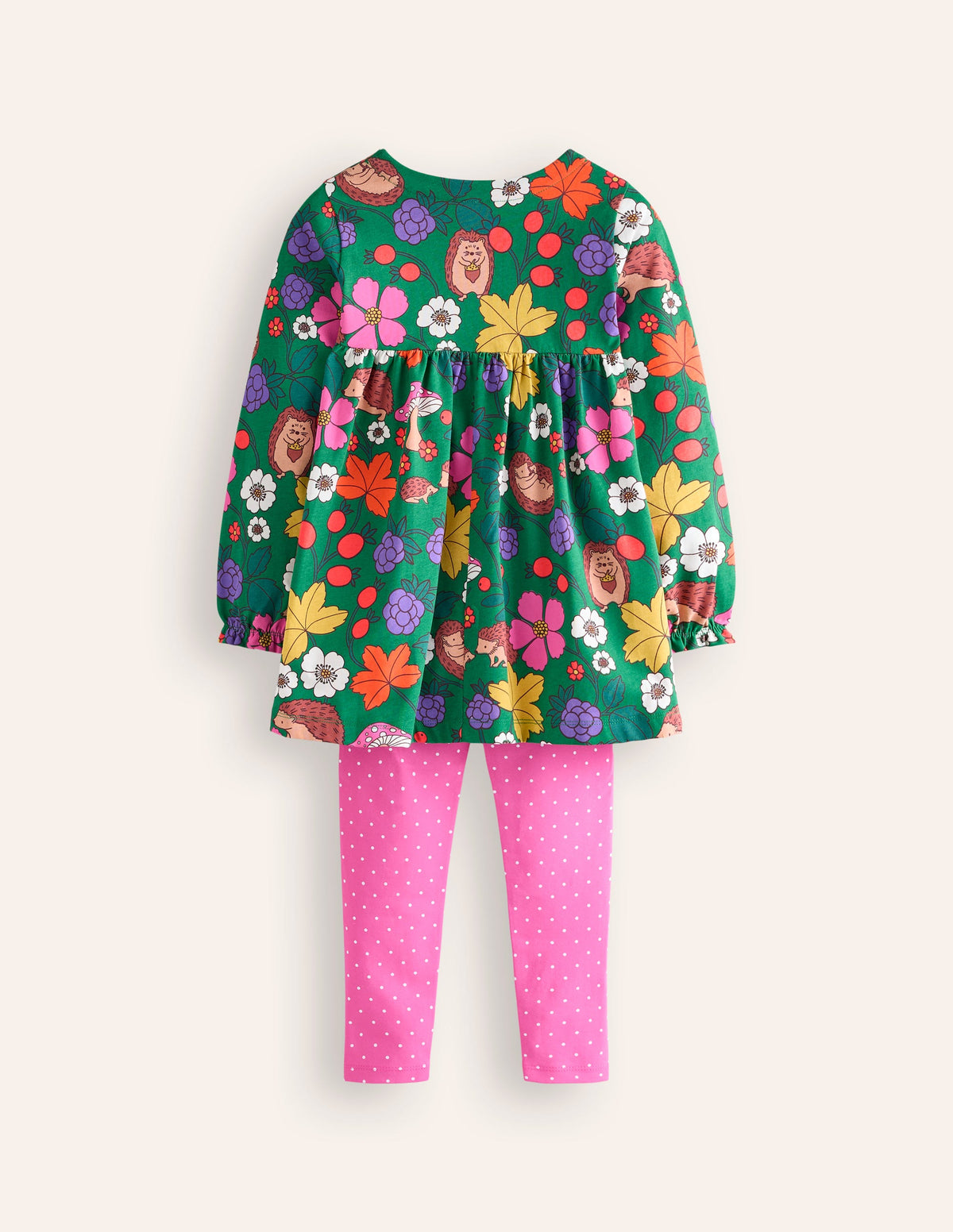 Print Tunic and Leggings Set-Rich Emerald Hedgehogs-7