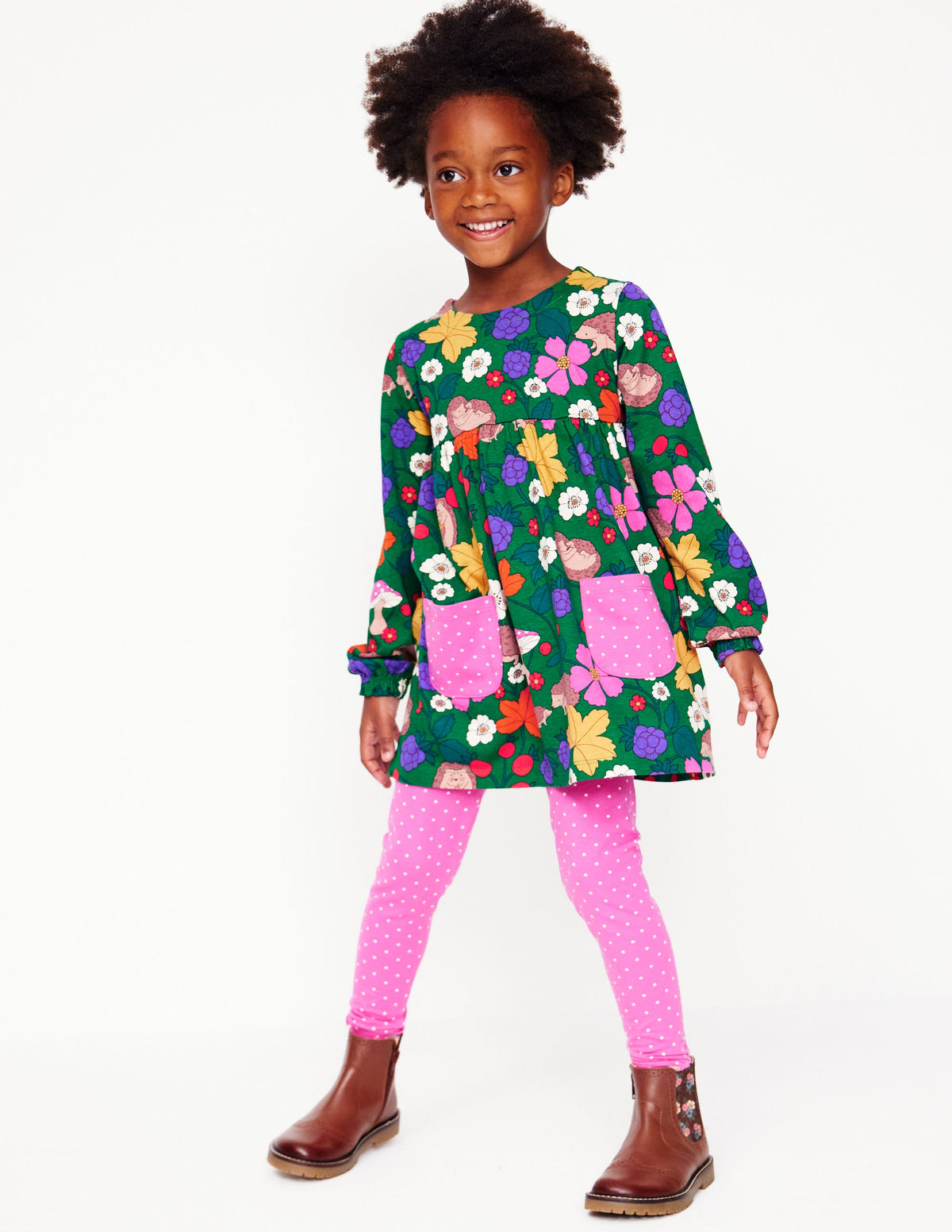Print Tunic and Leggings Set-Rich Emerald Hedgehogs - Image 3