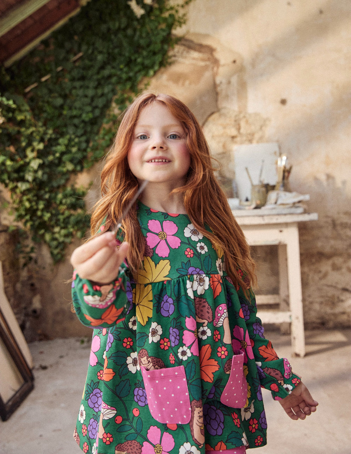 Print Tunic and Leggings Set-Rich Emerald Hedgehogs-9