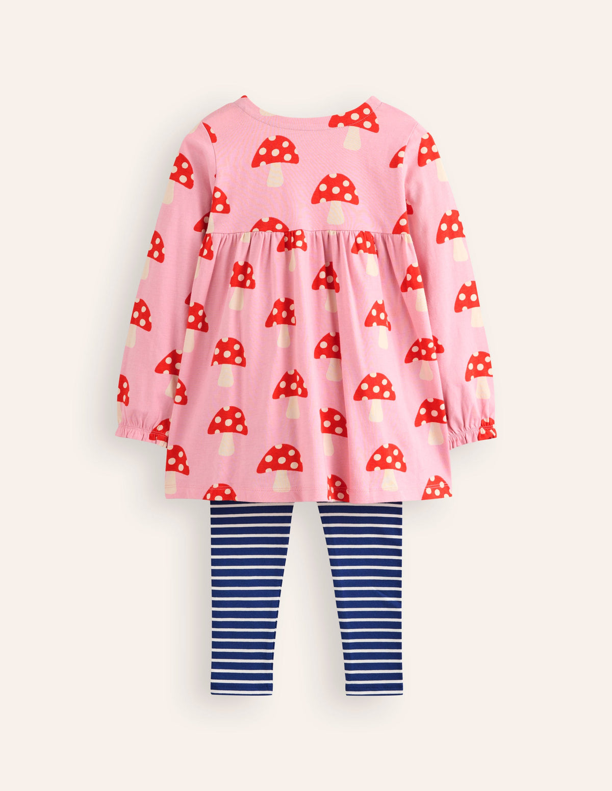 Ensemble imprimé tunique et legging-Grands champignons rose vintage-2