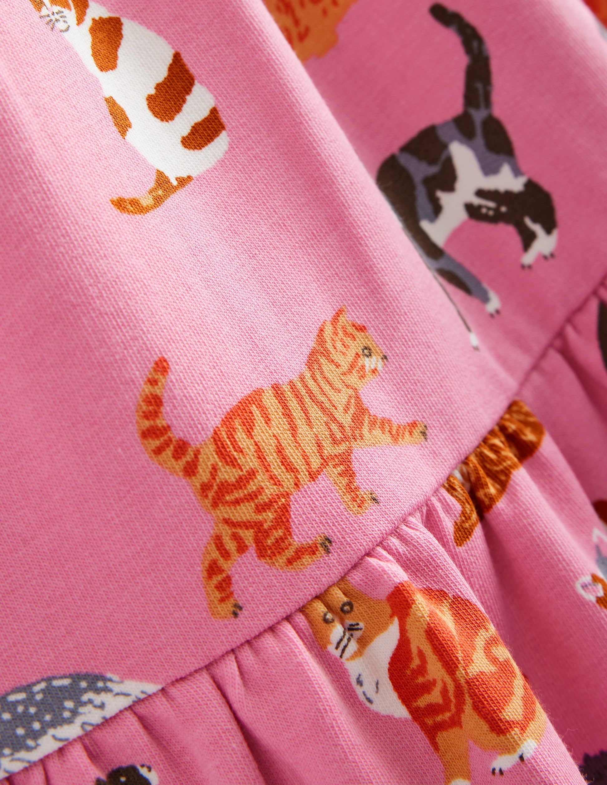 Dixie Gestuftes Sweatshirtkleid-Kirschblütenrosa Katzen-3