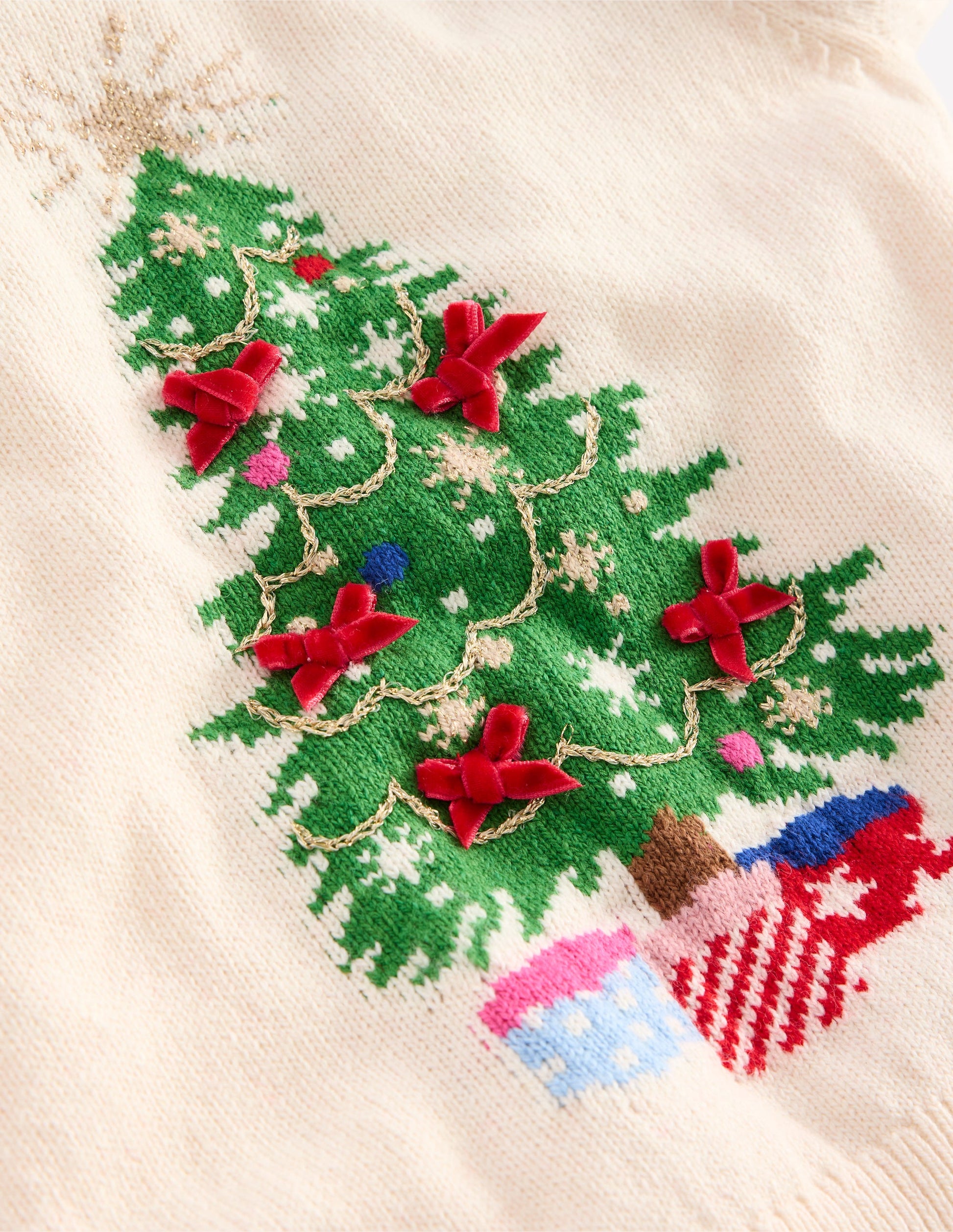 Pull à logo fantaisie-Écru Chiné Sapin-3