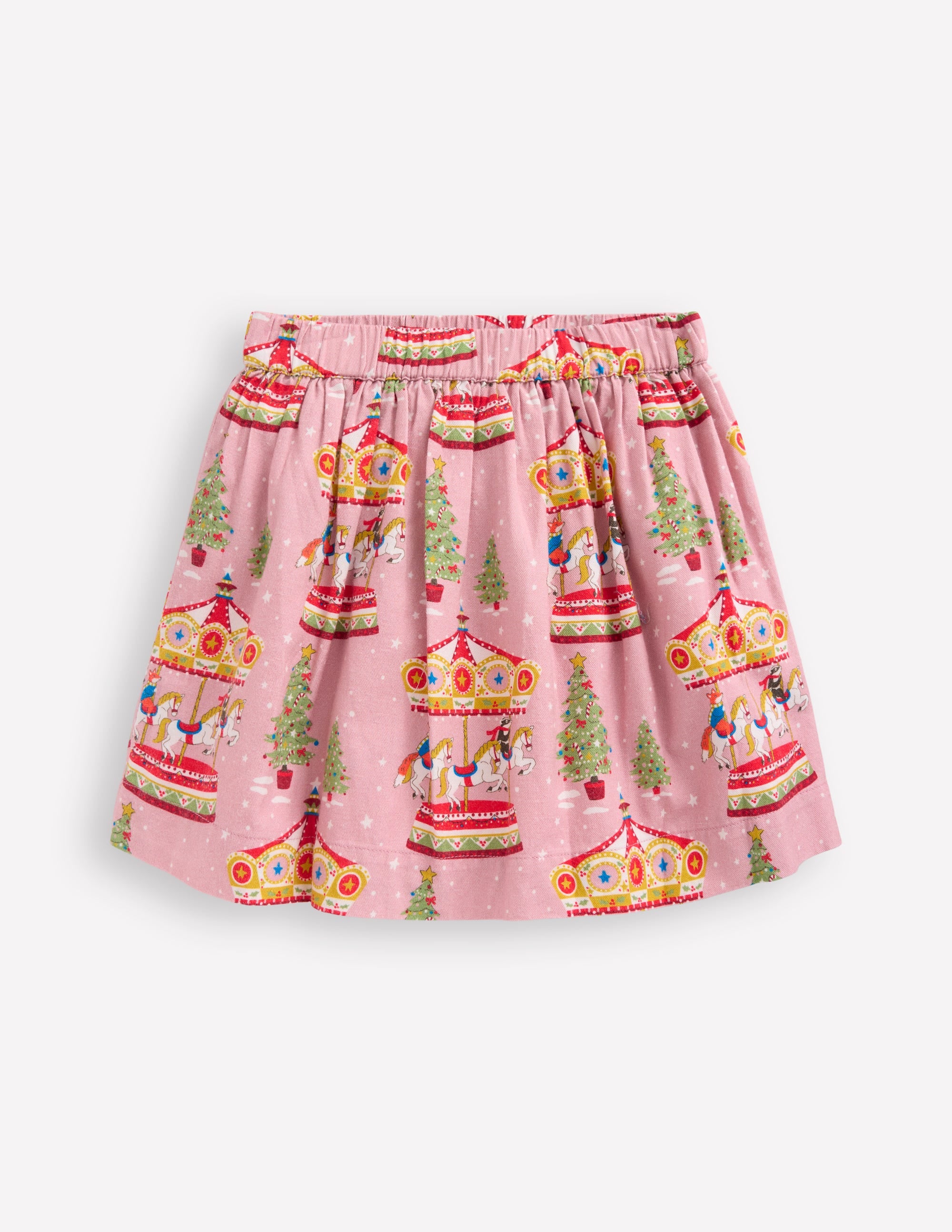 Bedruckter Tellerrock zum Hineinschlüpfen-Vintage-Rosa Karussell - Image 1