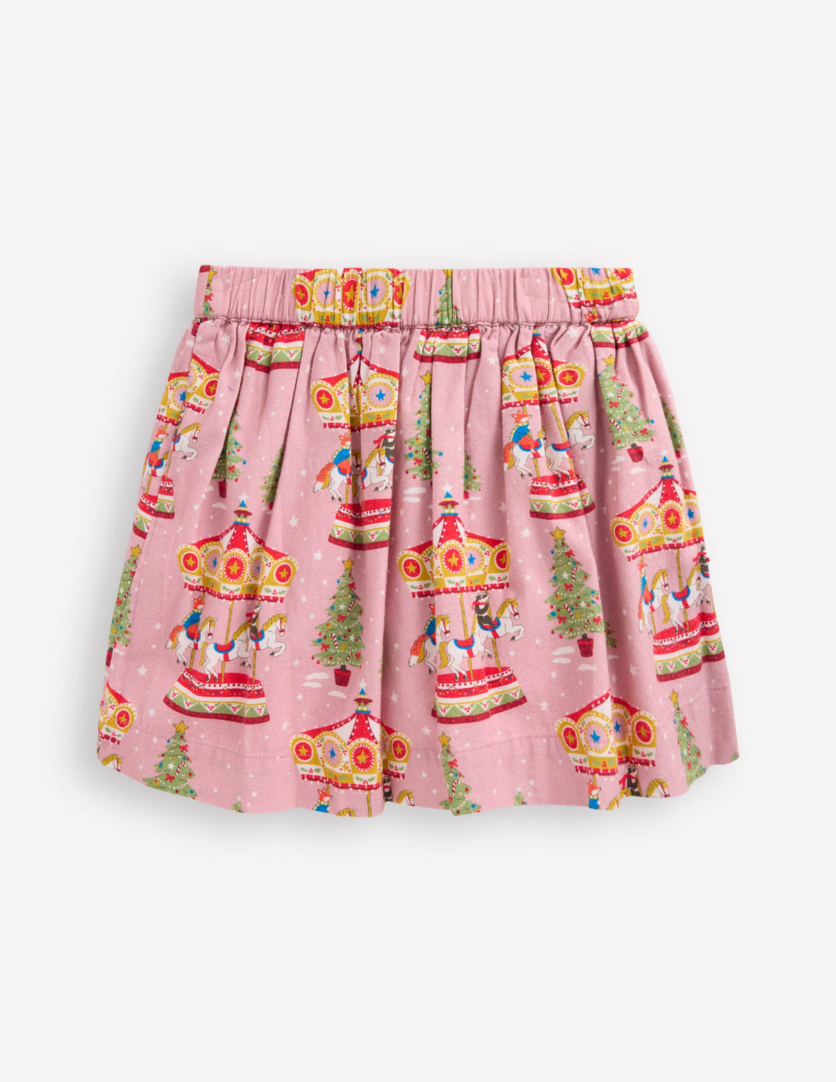 Bedruckter Tellerrock zum Hineinschlüpfen-Vintage-Rosa Karussell-2