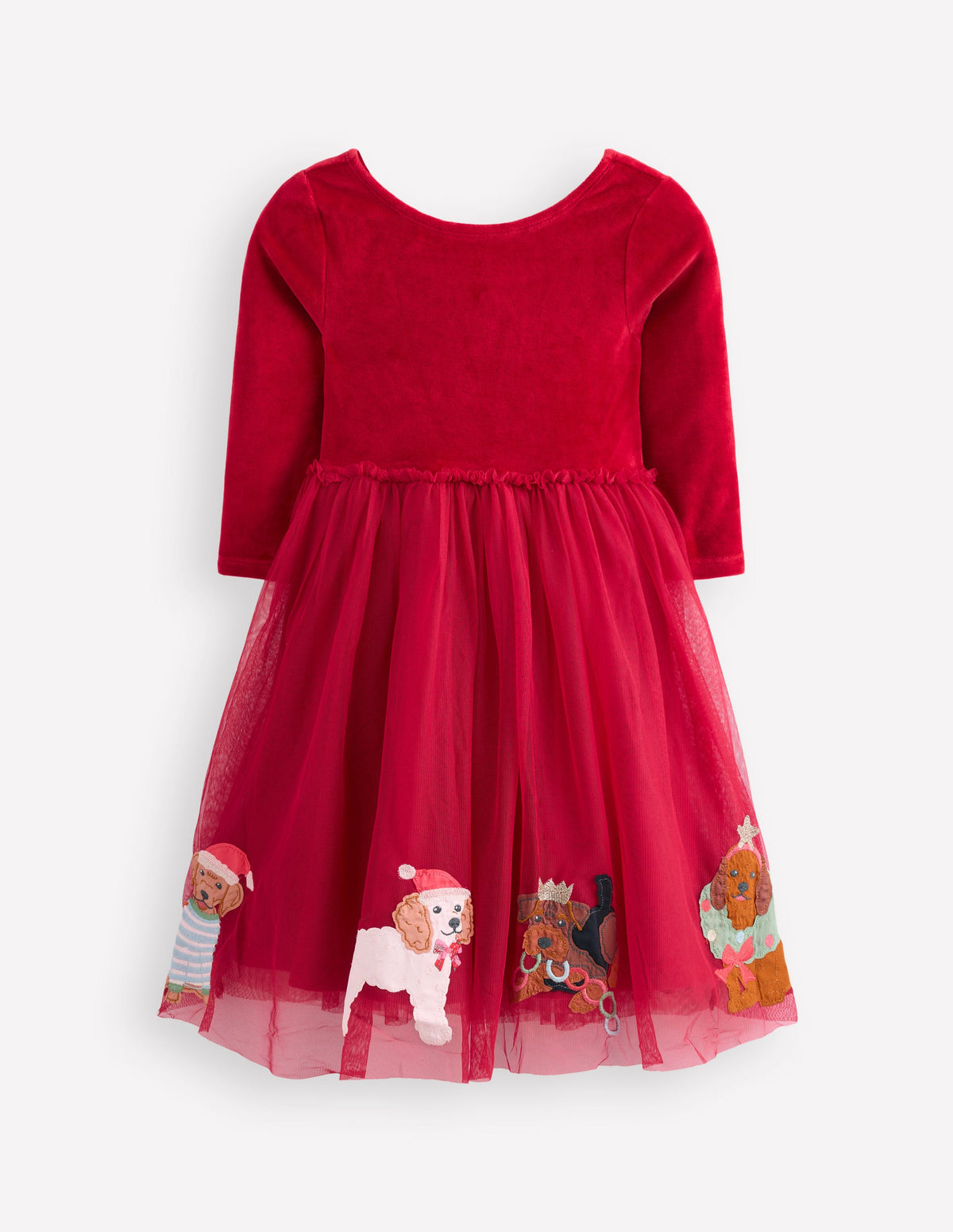 Kleid aus Samt und Tüll mit Applikationen-Karminrot Festliche Hunde - Image 4