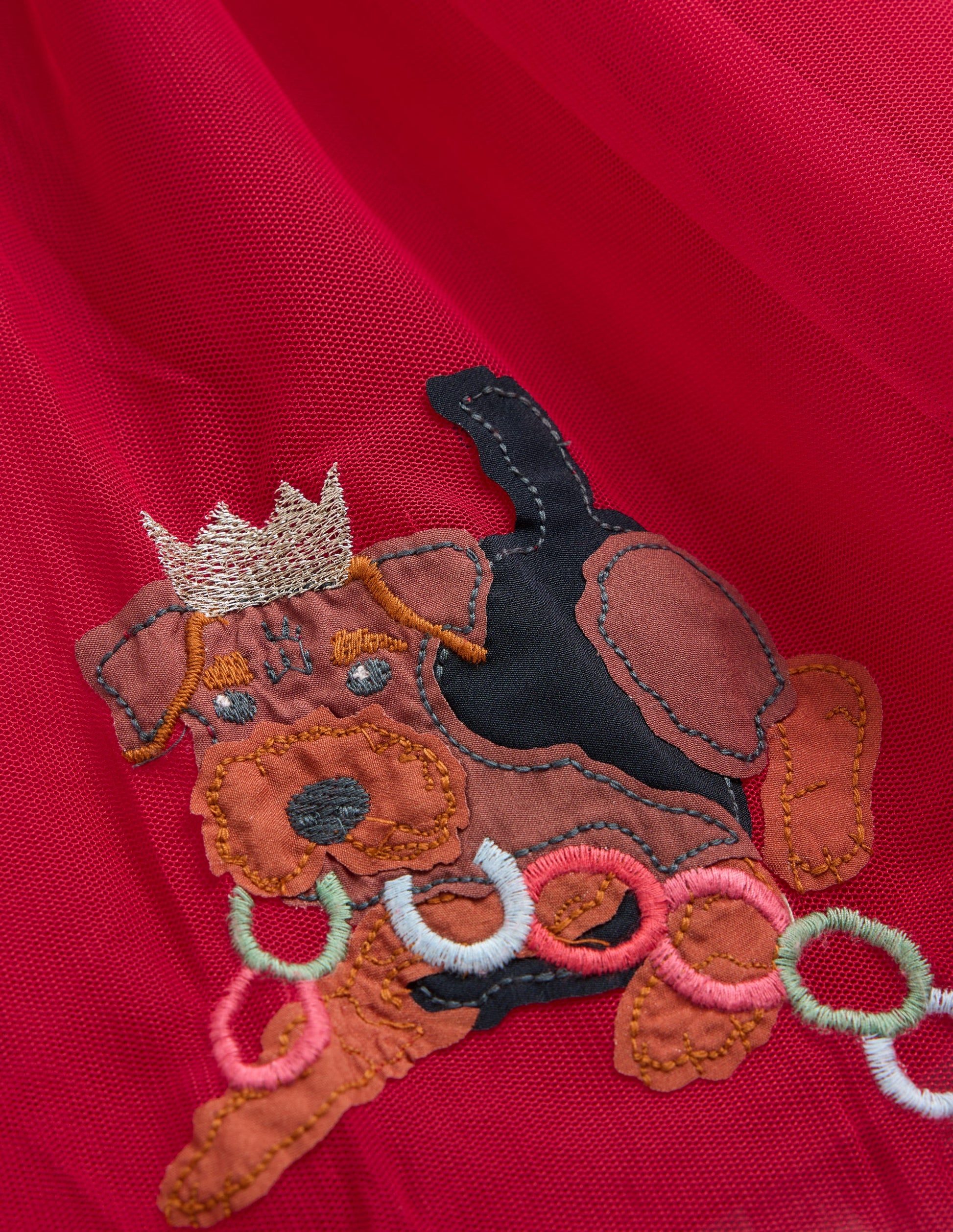 Kleid aus Samt und Tüll mit Applikationen-Karminrot Festliche Hunde-6