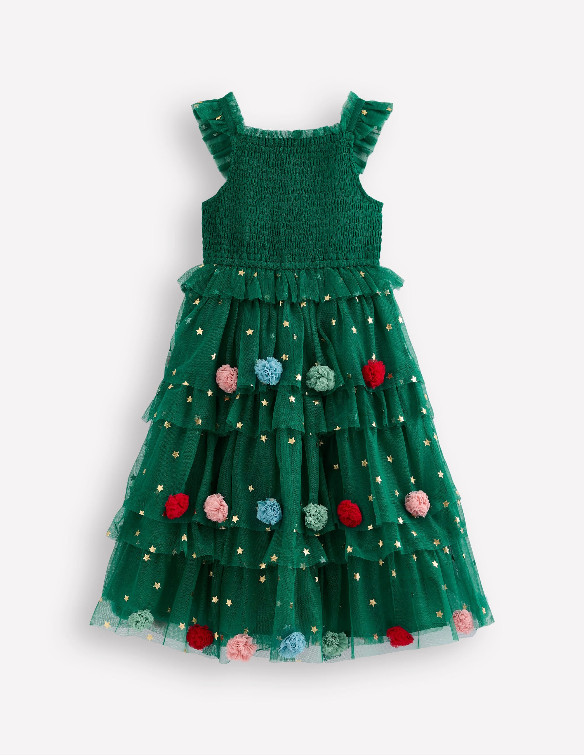 Maude Ruffle Tulle Dress-Jewel Green Christmas Tree - Image 1