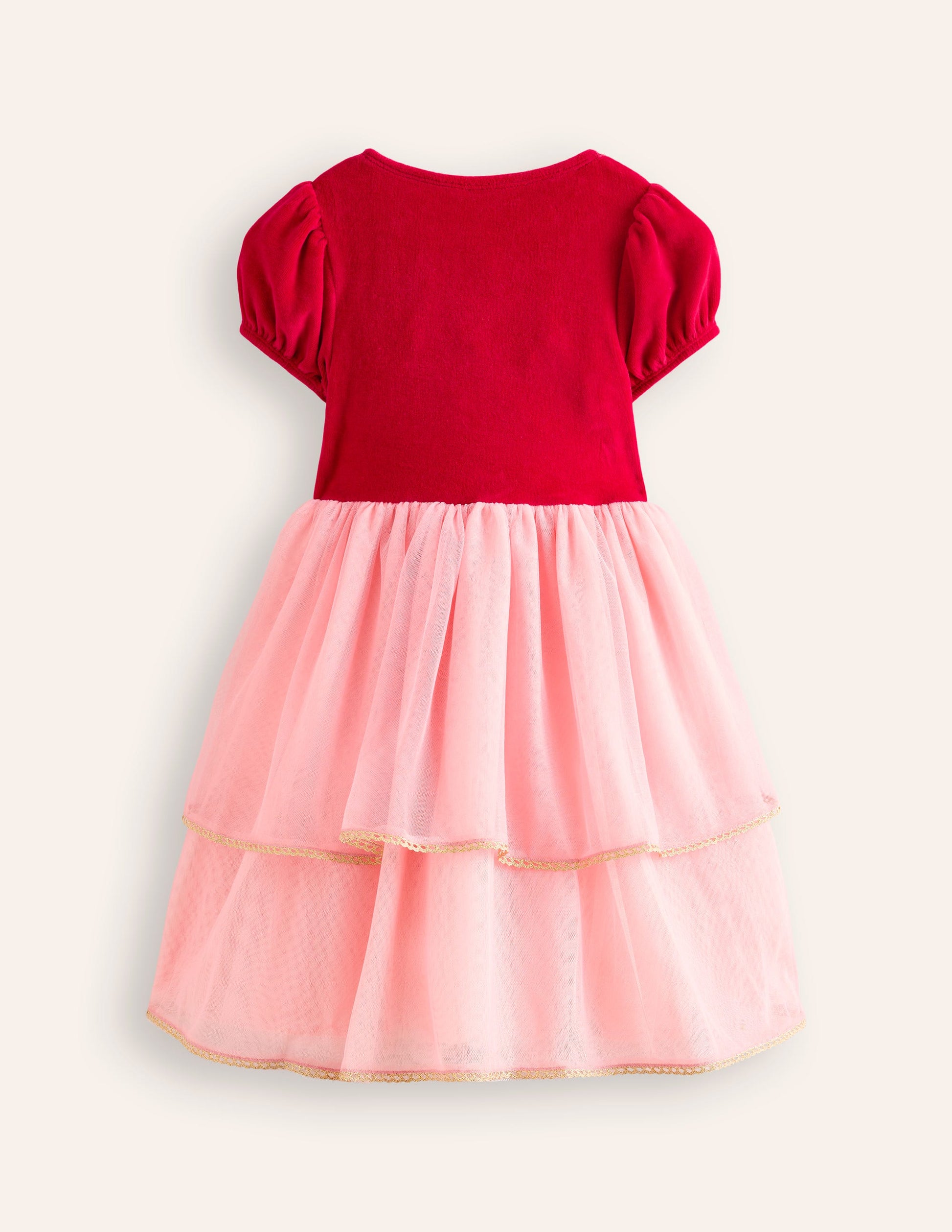 Nutcracker Appliqué Dress-Carmine Red/Almond Pink-2