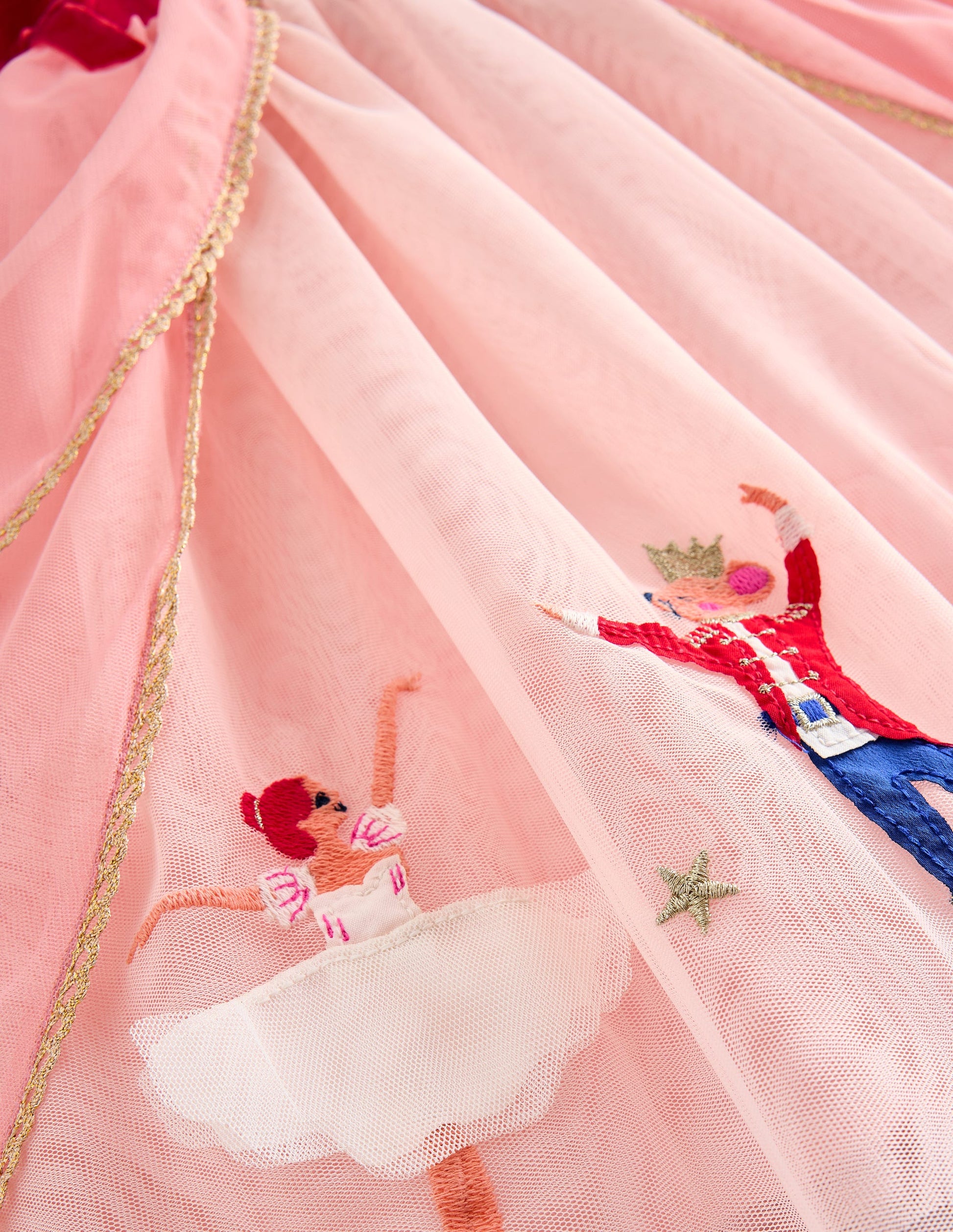 Nutcracker Appliqué Dress-Carmine Red/Almond Pink-3
