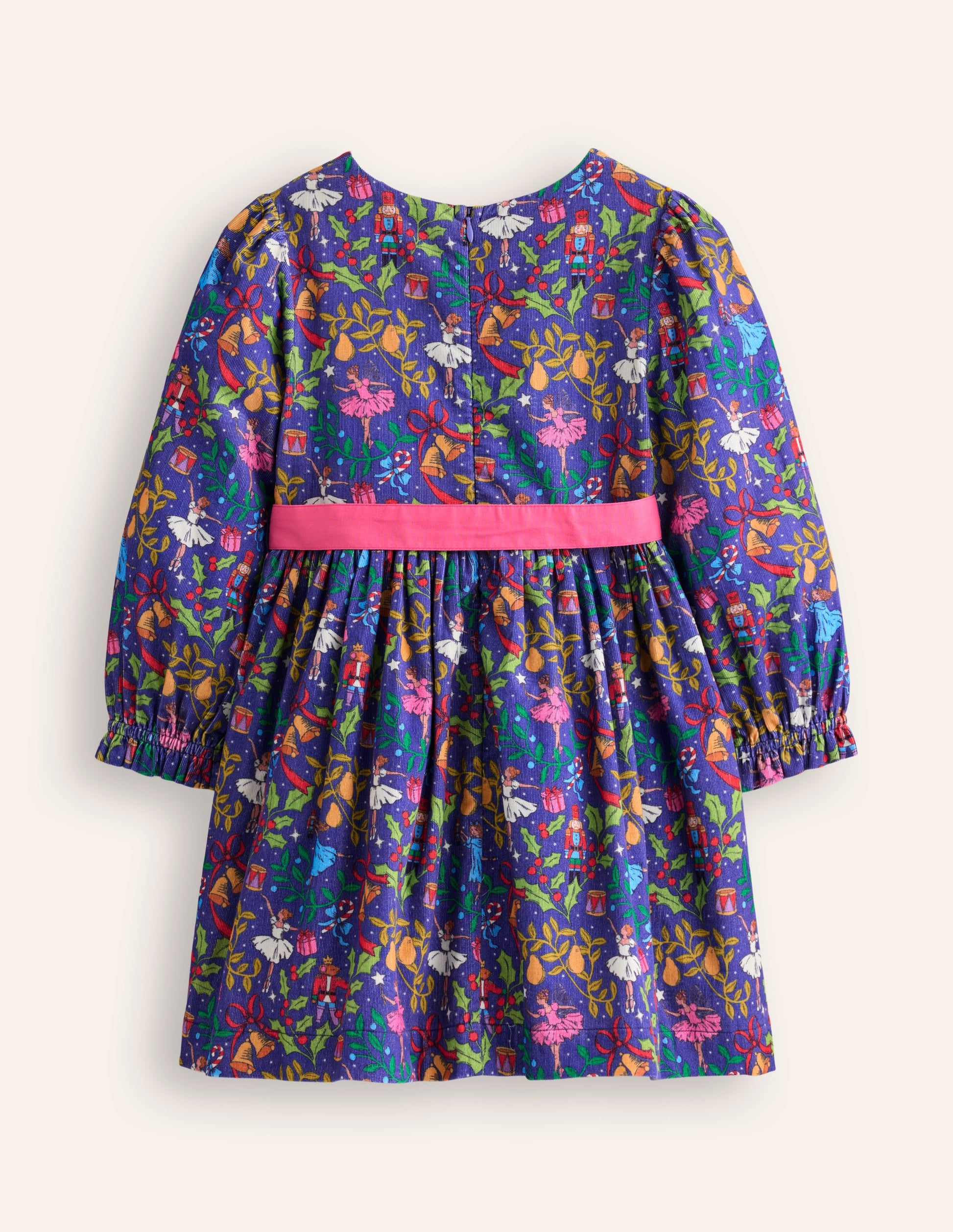 Robe de fête Peggy en velours côtelé-Casse-noisette Bleu Starboard-2