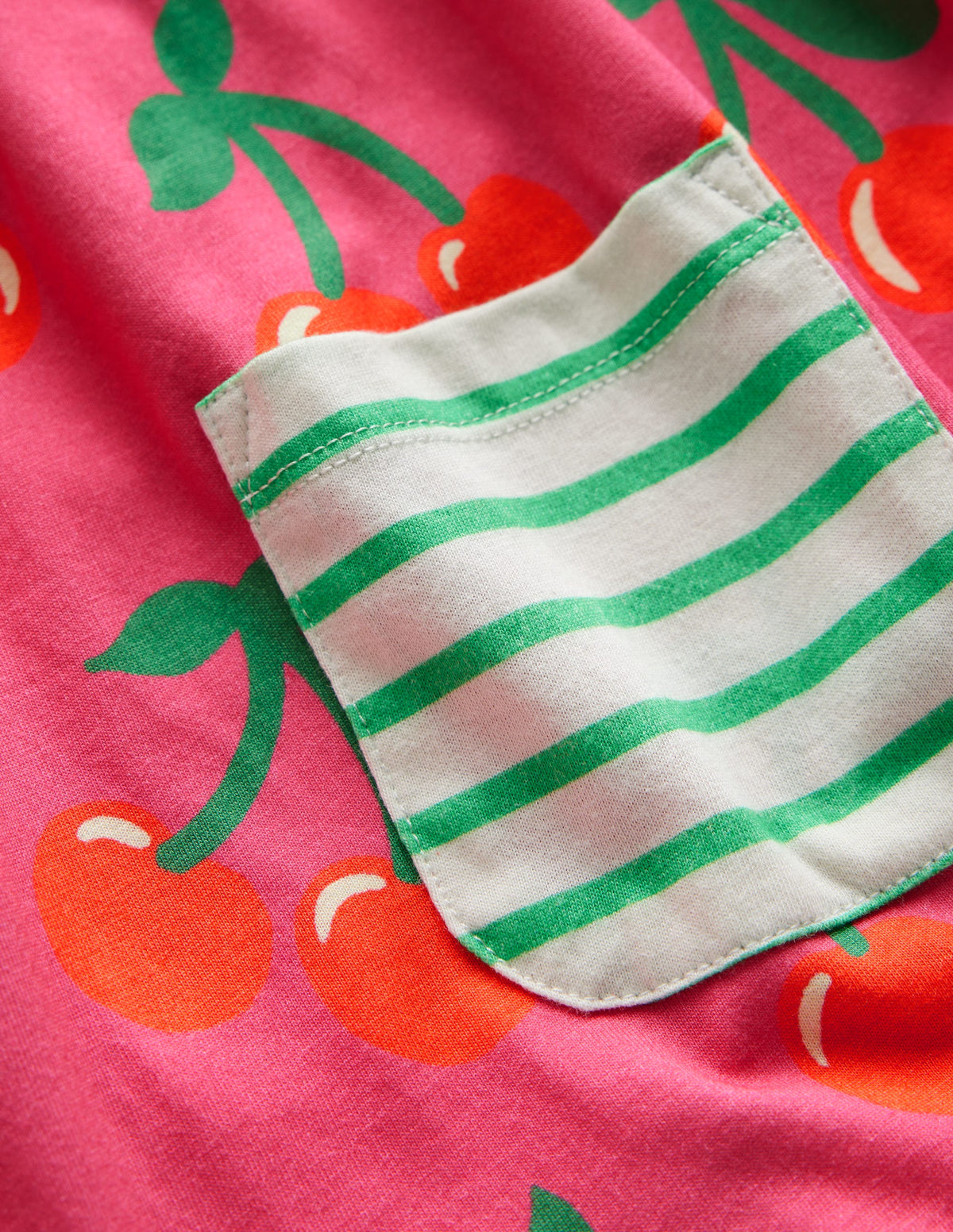 Long Sleeve Printed Tunic-Sorbet Pink Cherries - Image 3
